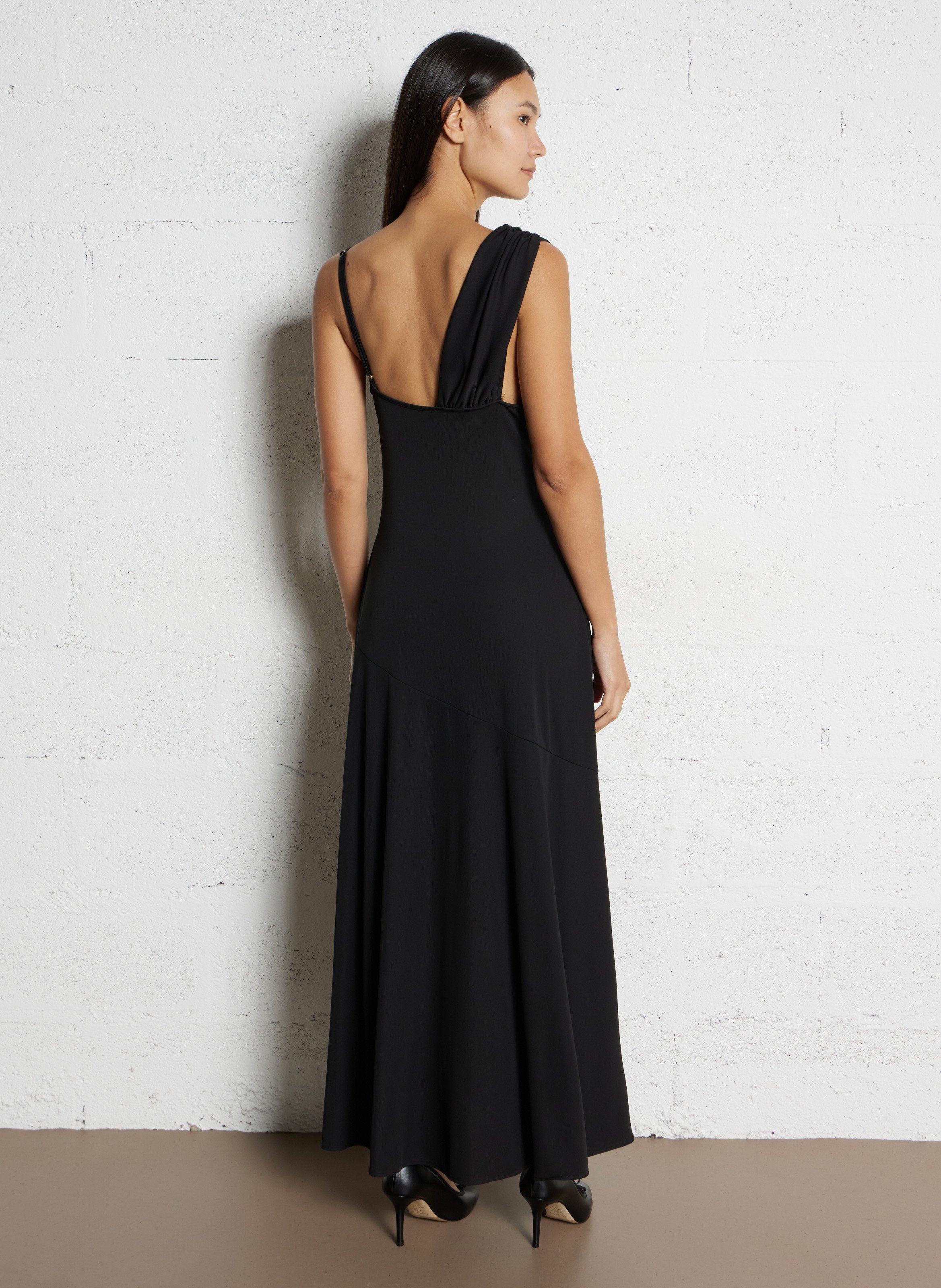 Robe longue col asymétrique  IMPERIAL Noir