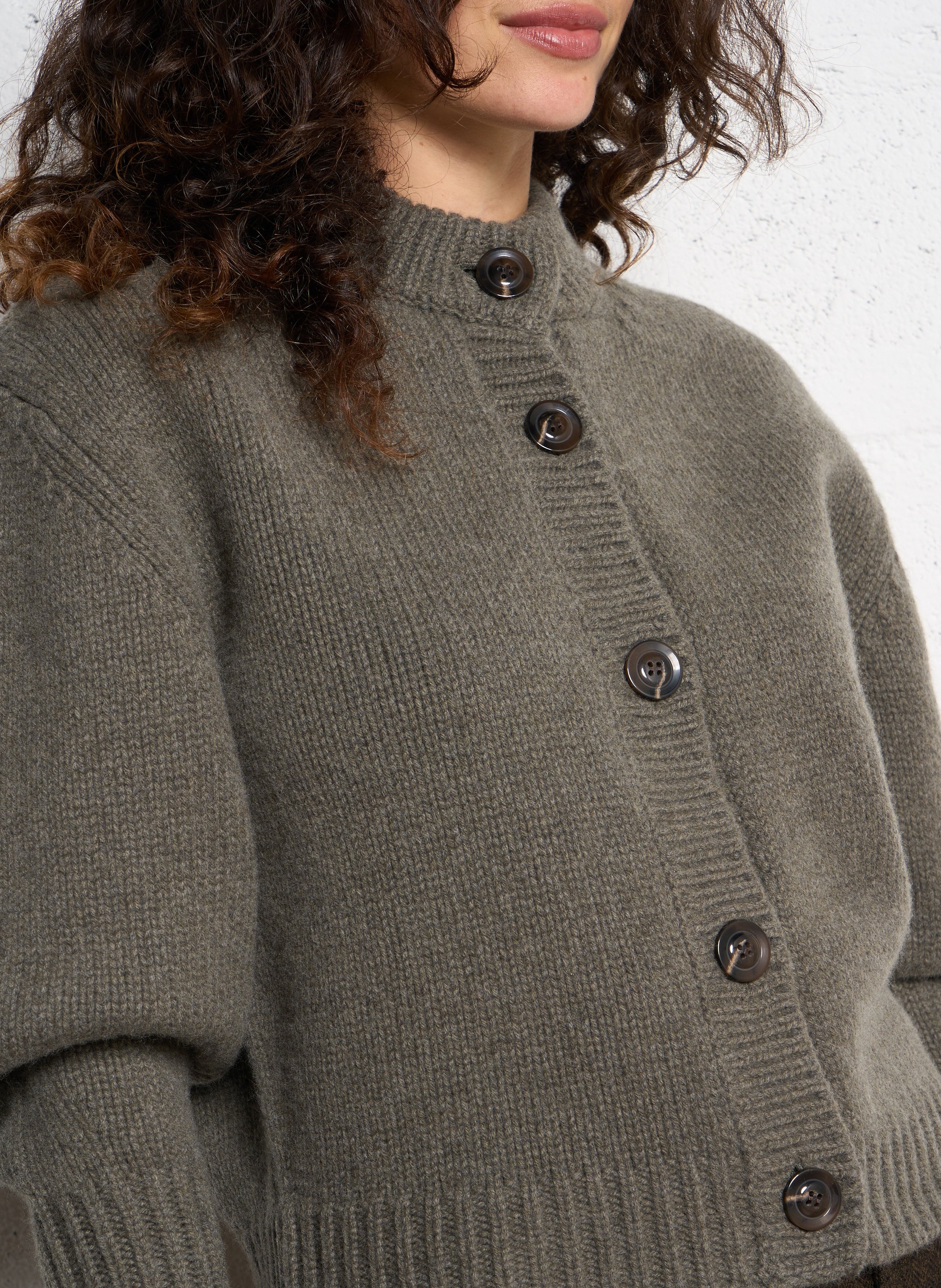 Cardigan col rond en laine SOEUR Gris