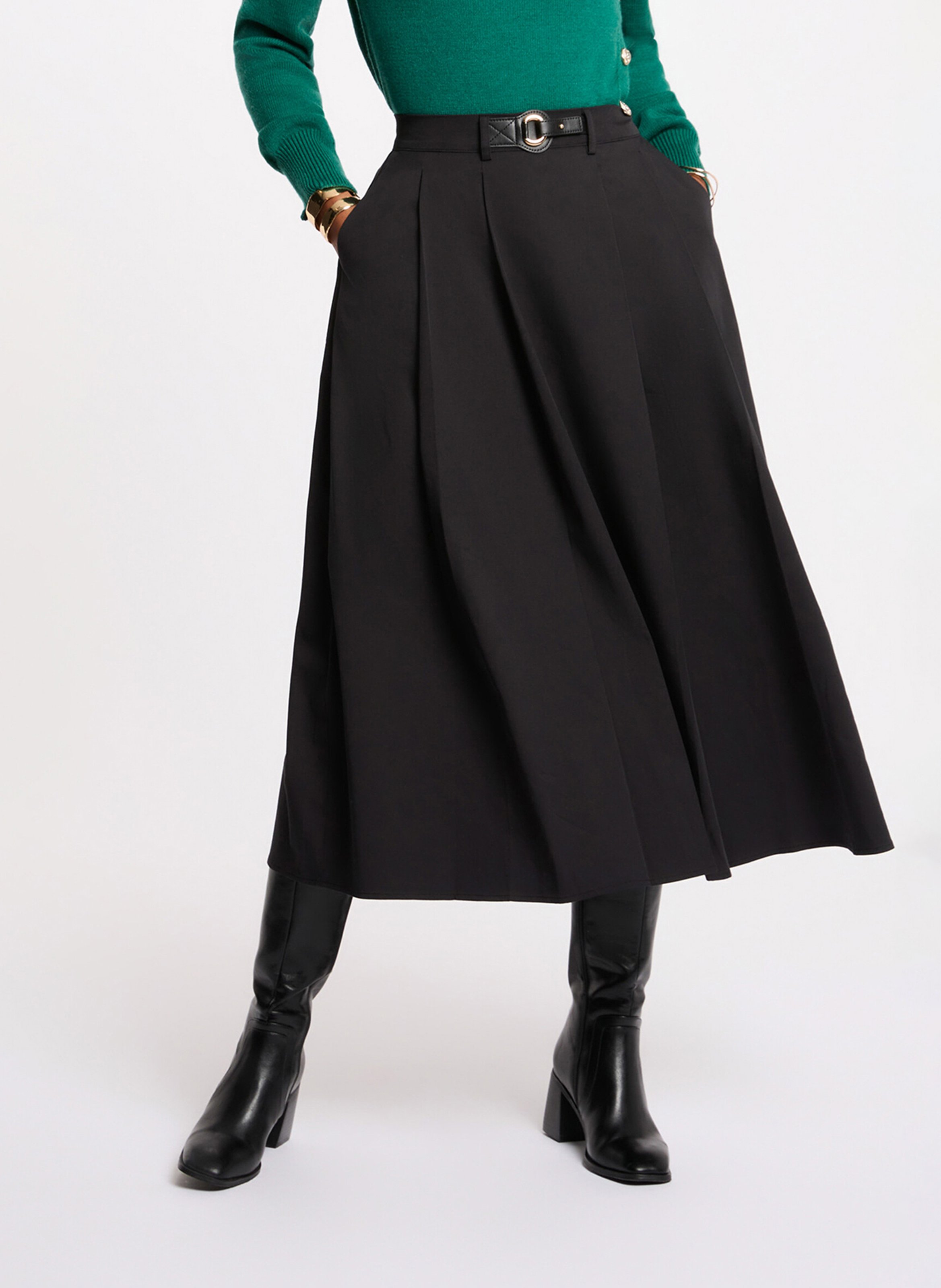 A-line midi skirt MORGAN Black