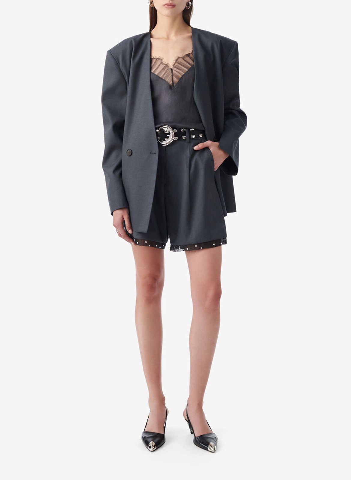 Solid V-neck tailored blazer IRO Grey