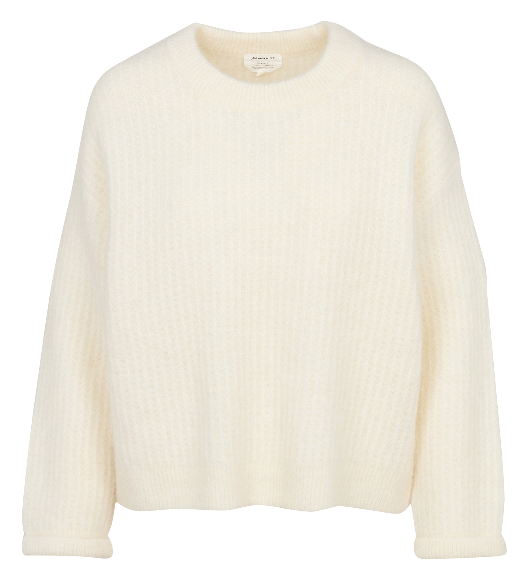 Oversized round neck alpaca blend sweater MAISON 123 White