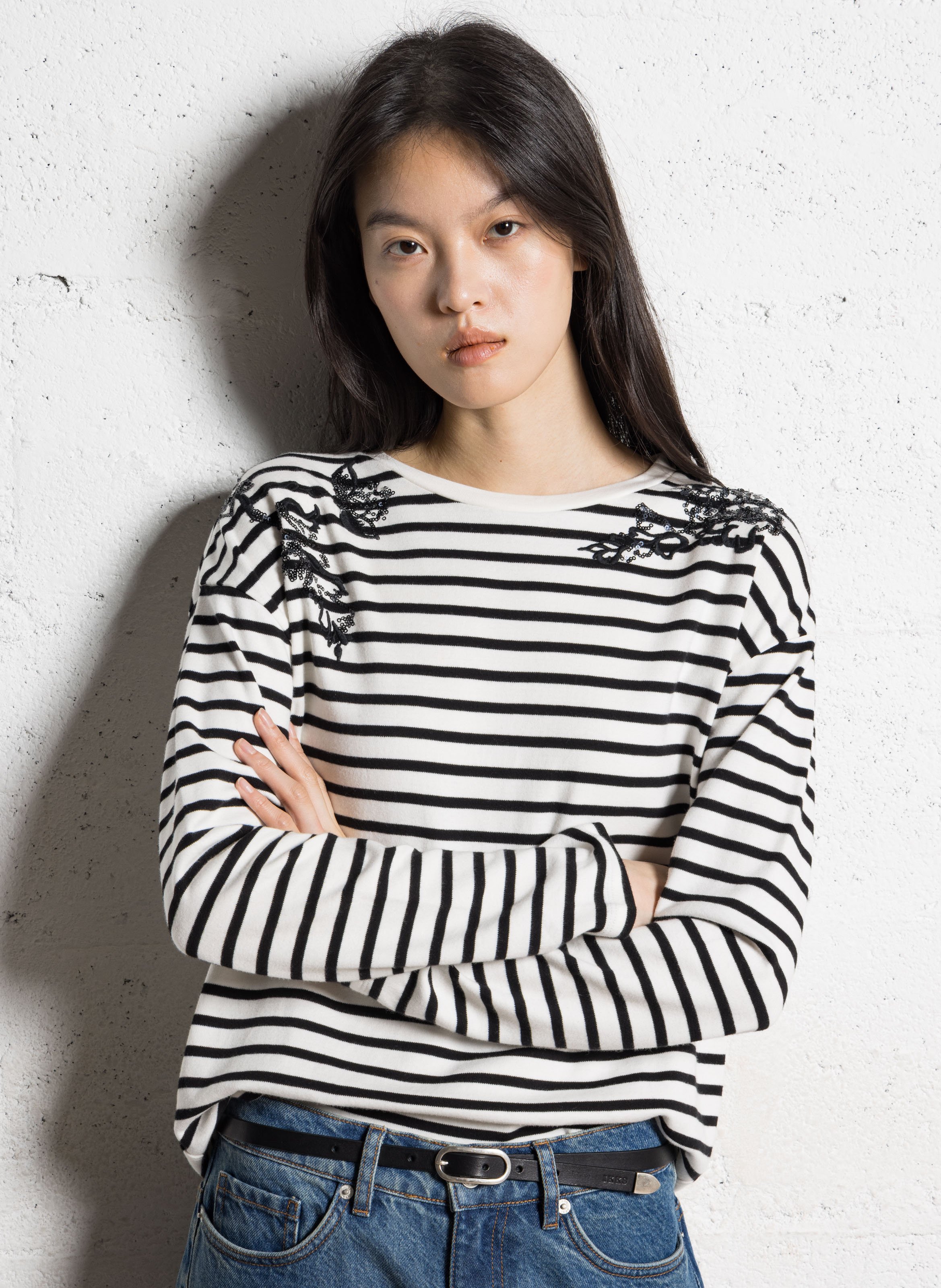 Loose-fit round-neck cotton T-shirt IKKS Black