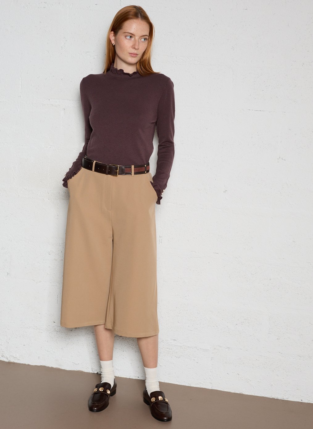 High-waisted plain large size Bermuda shorts. LA PETITE ETOILE Brown