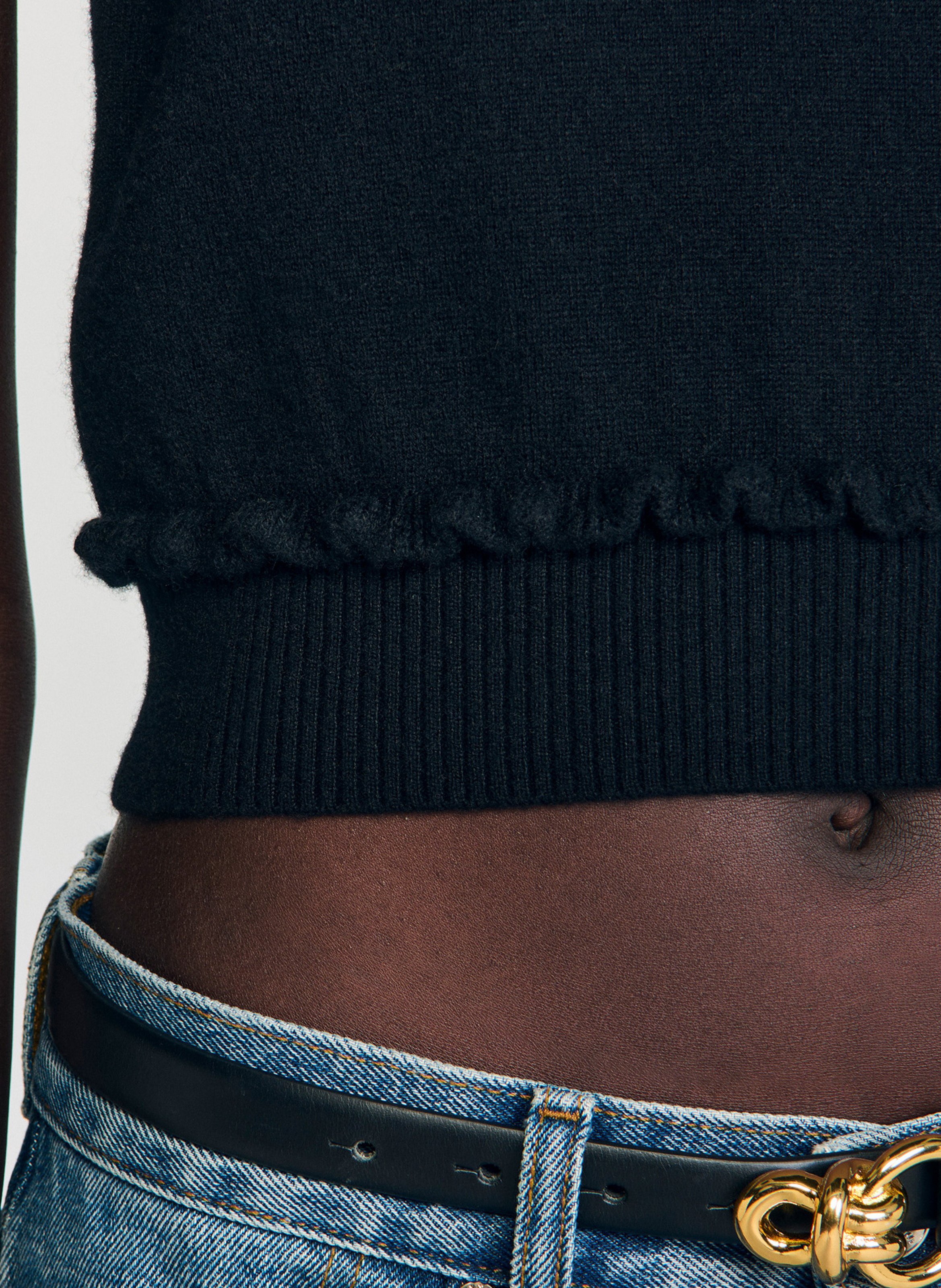 Pull court sans manches en laine et cachemire  SANDRO Noir