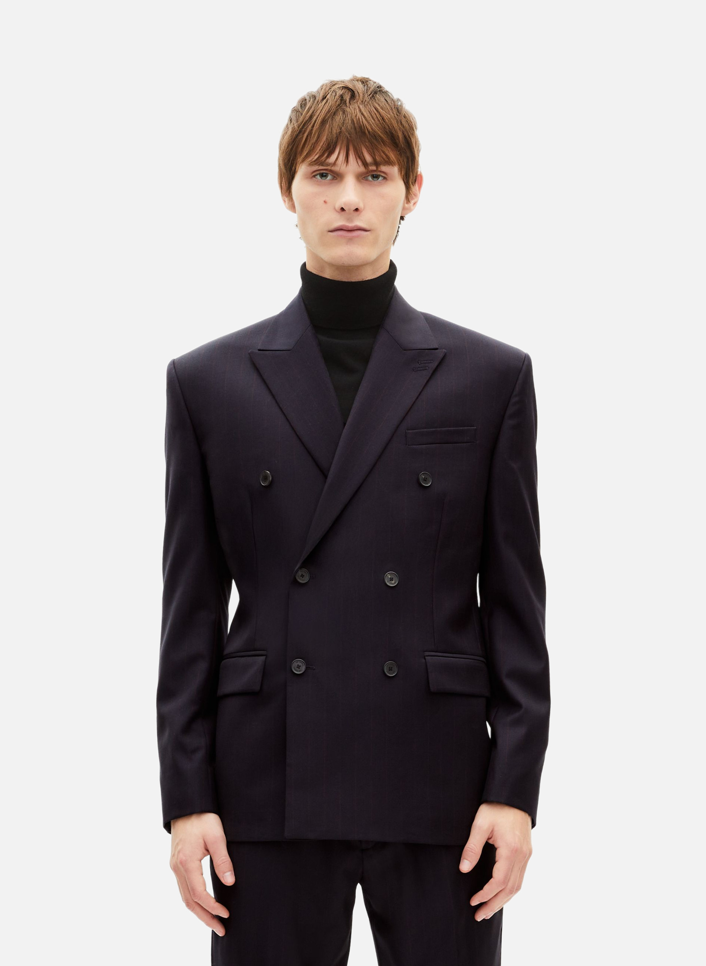 Striped double-breasted suit jacket THE KOOPLES Blue
