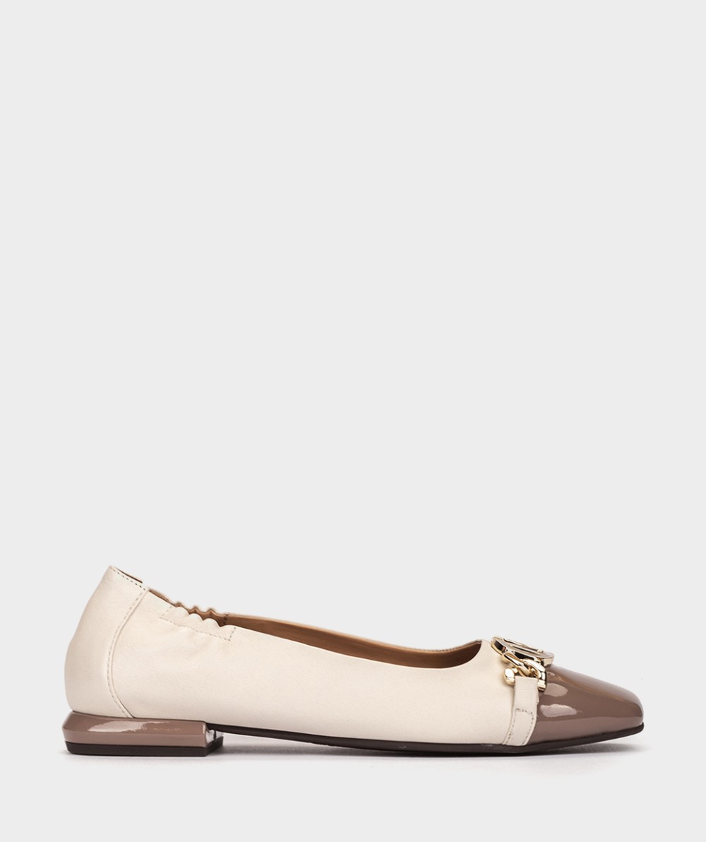 Two-tone leather and patent leather ballet flats PEDRO MIRALLES White