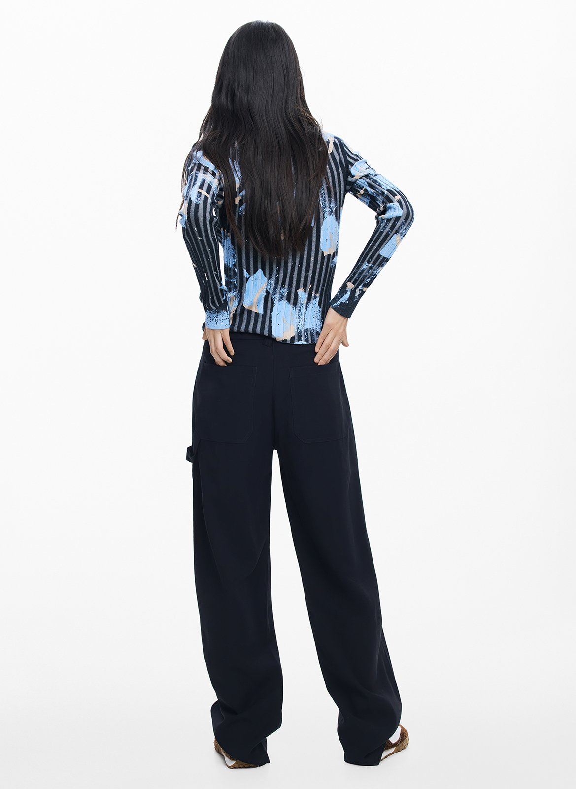 Bedruckter Rundhalspullover DESIGUAL Blau