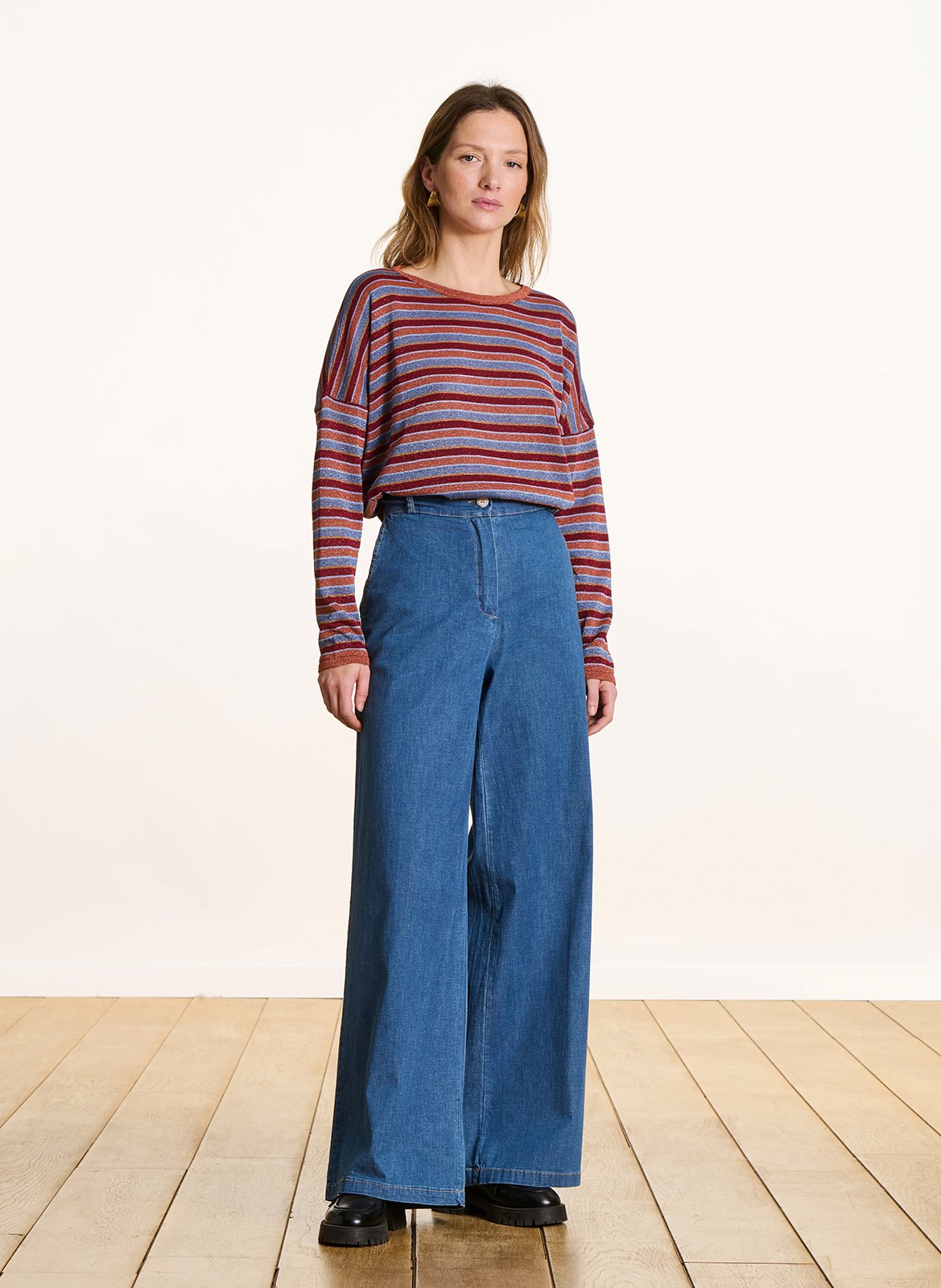 Gestreifter Pullover mit Rundhalsausschnitt LA FEE MARABOUTEE Mehrfarbig