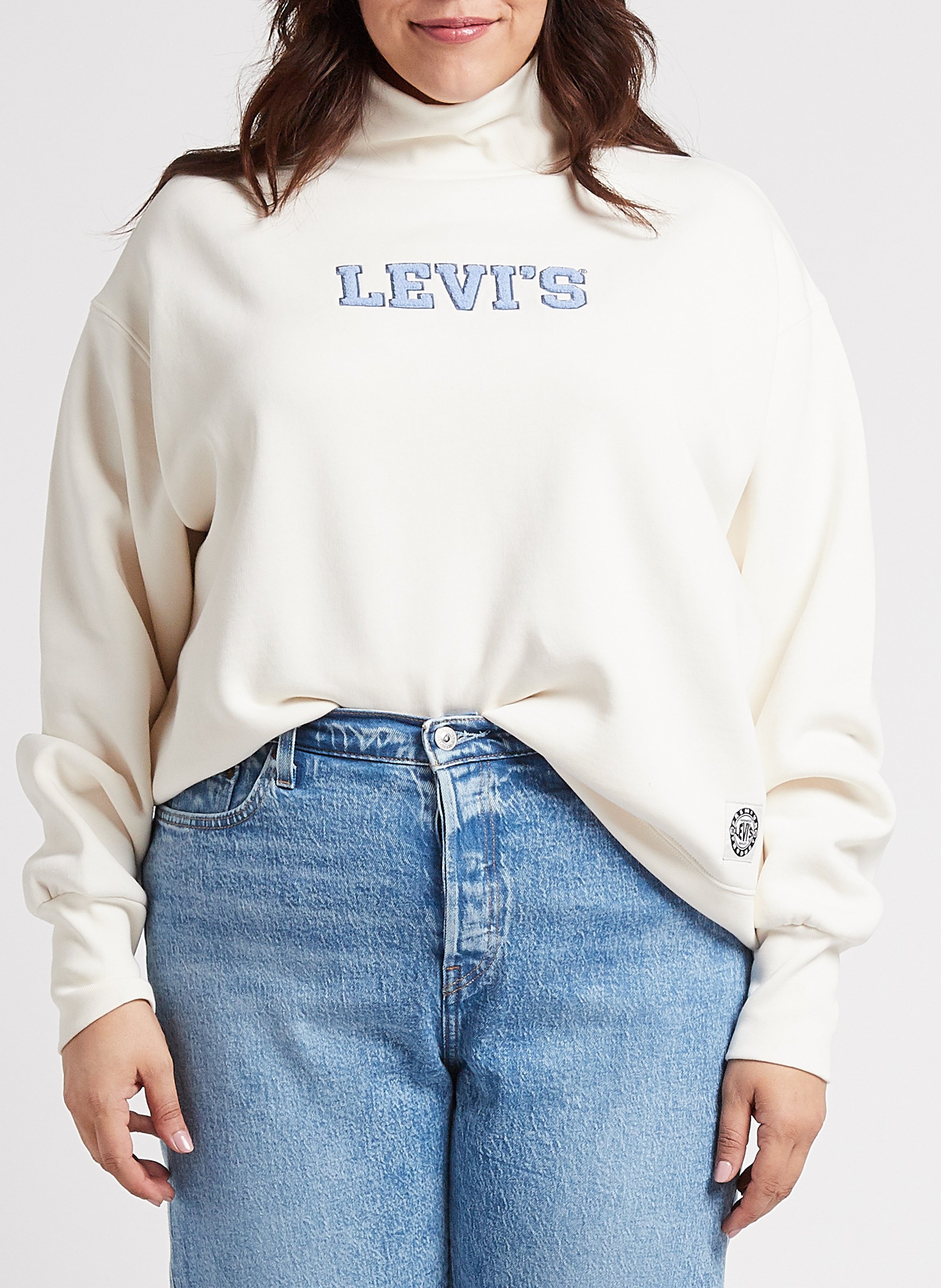 Sweat col montant à logo en coton mélangé  LEVI'S Blanc