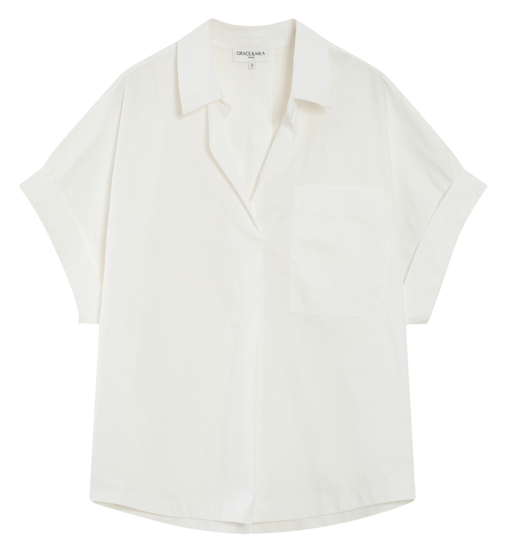 Chemise oversize col classique en coton GRACE ET MILA Beige