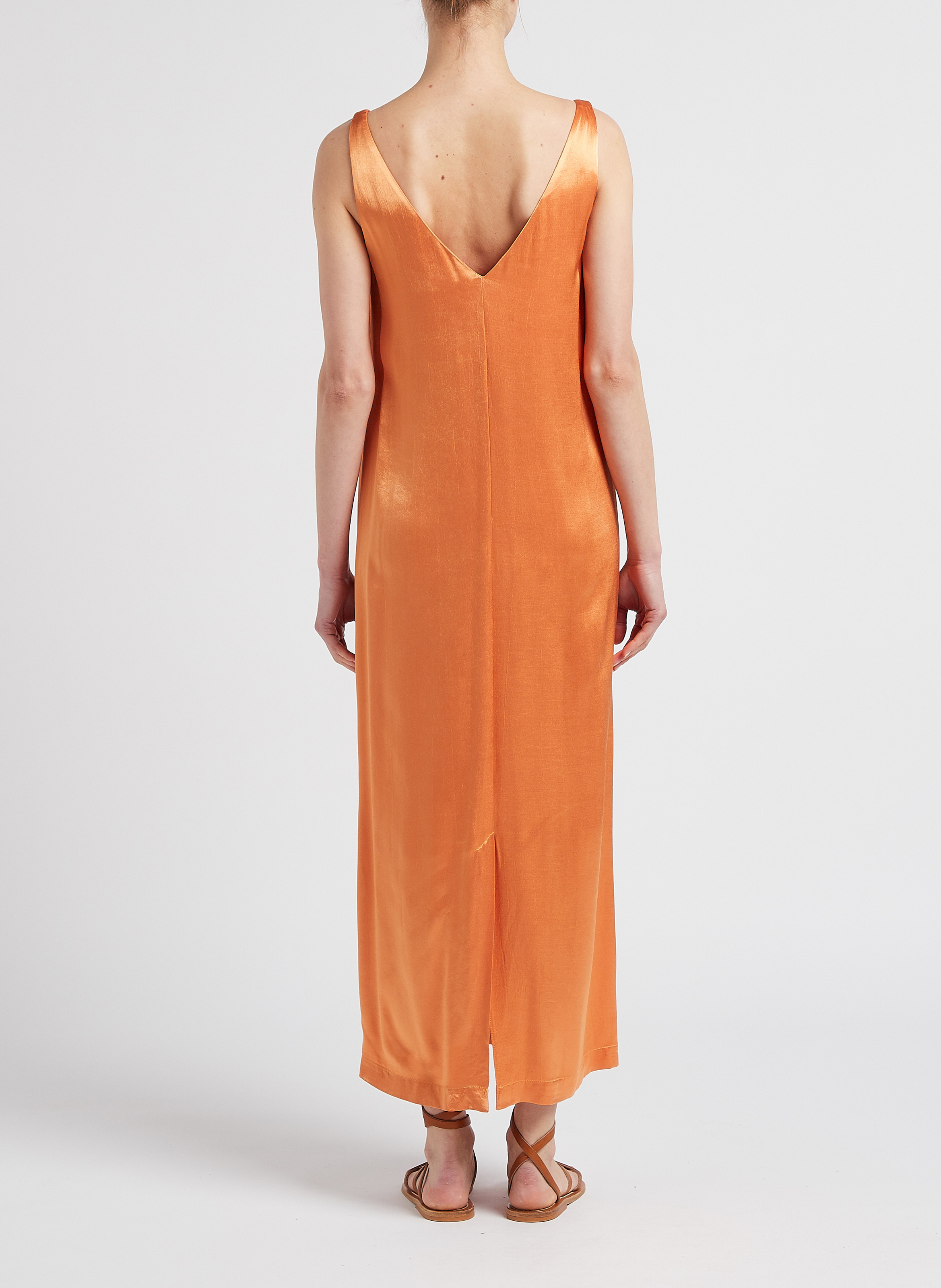 Robe longue en viscose effet satin  COLLECTORS CLUB Orange