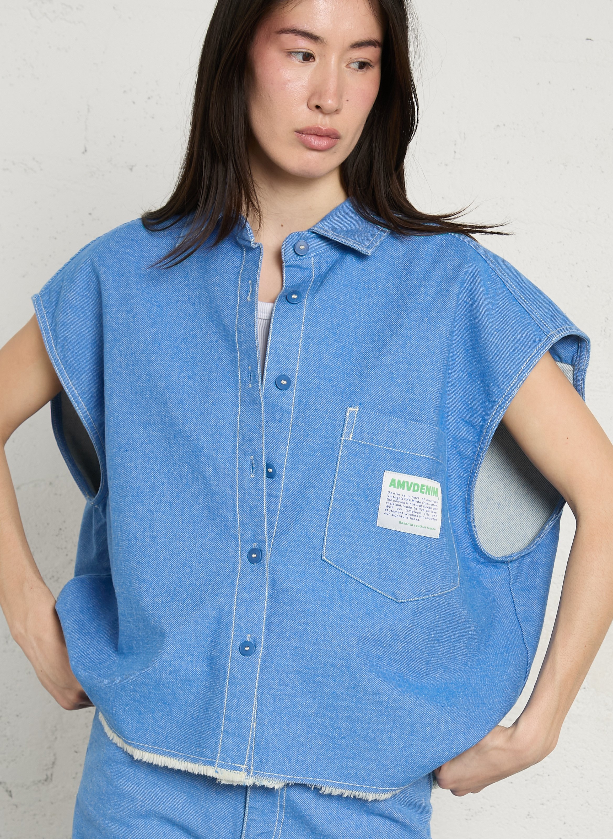 Oversized denim button-up shirt AMERICAN VINTAGE Blue