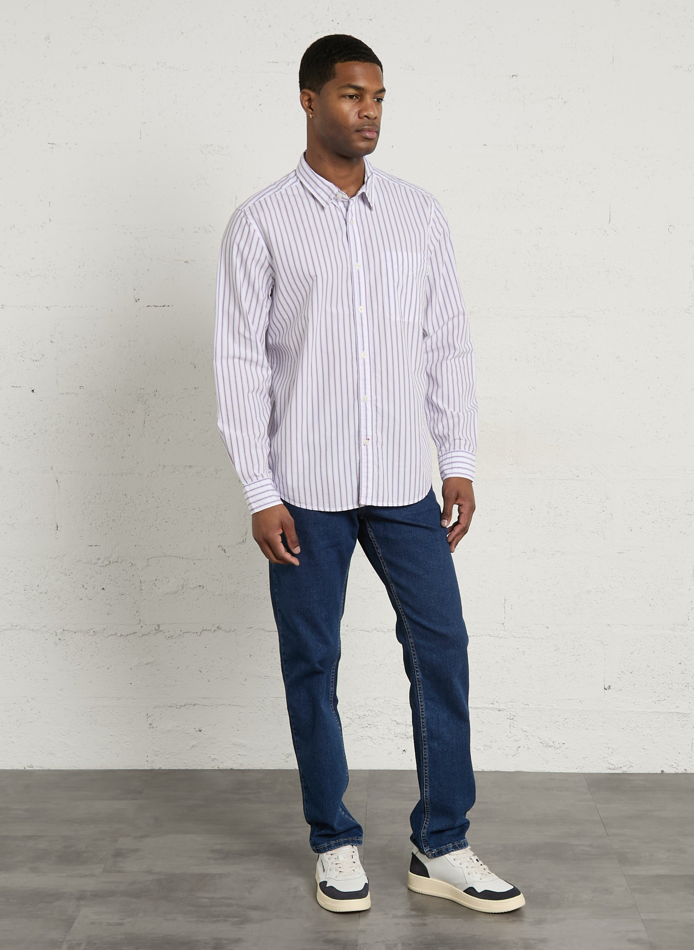 Chemise regular-fit col classique rayée en coton PEPE JEANS Blanc