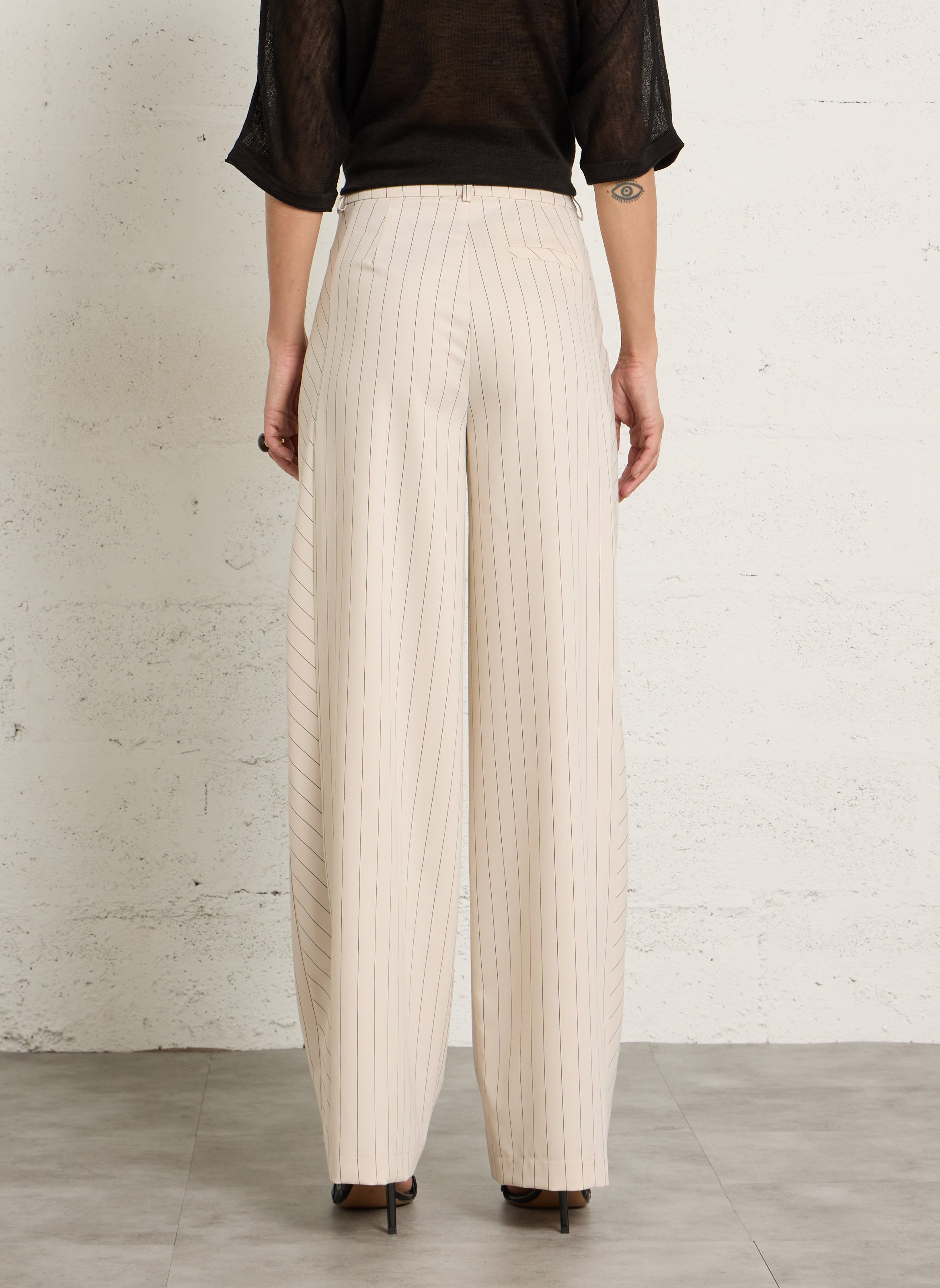 Pantalon large rayé IMPERIAL Beige