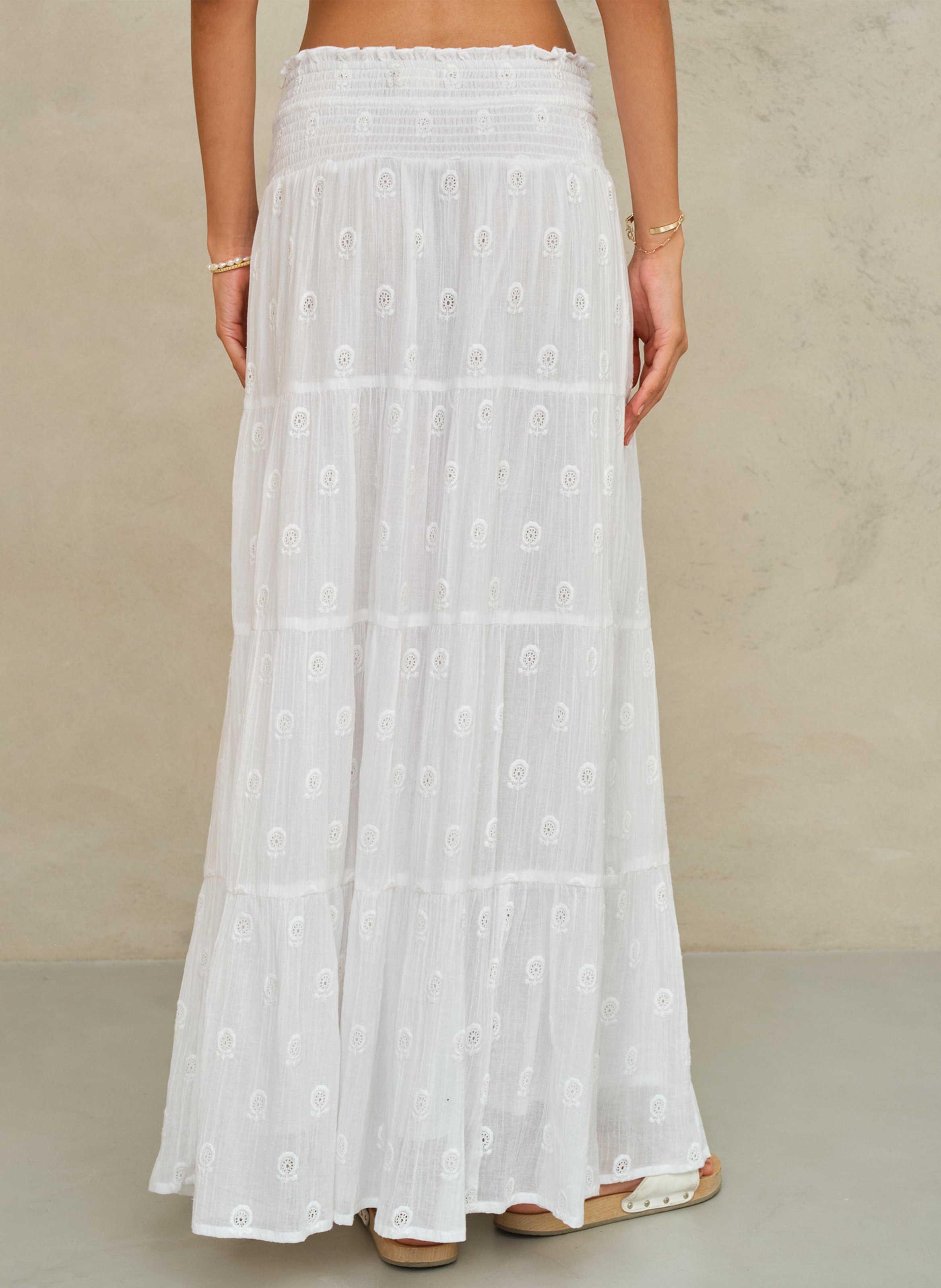 Anaïs cotton midi skirt M.A.B.E White