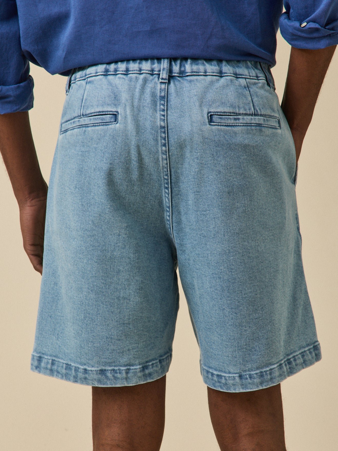 Elastic waist Bermuda shorts in organic cotton. CYRILLUS Blue