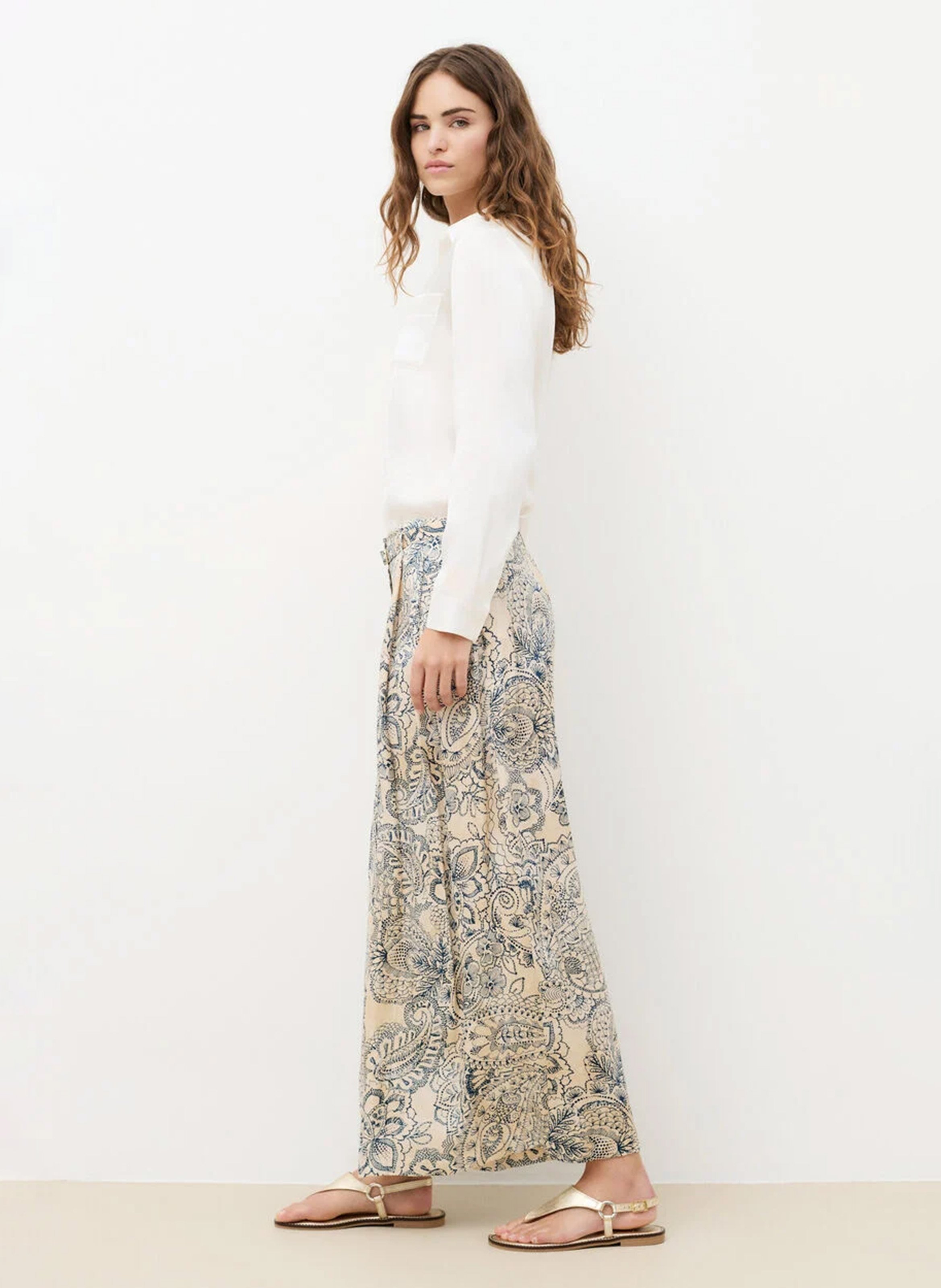 Pantalon large imprimé CAROLL Beige