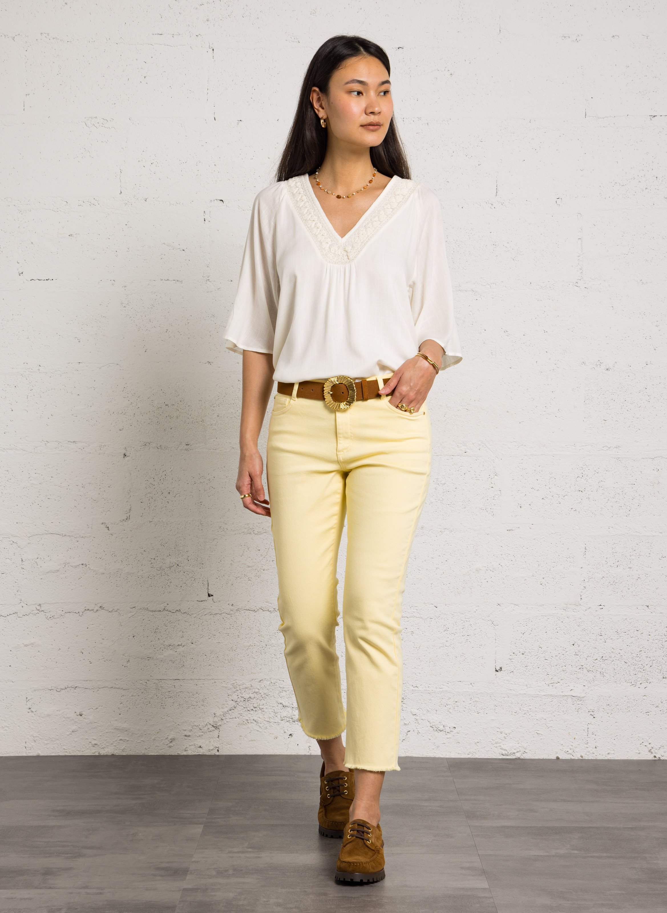 Rechte 7/8-jeans met 5 zakken MAISON 123 Geel