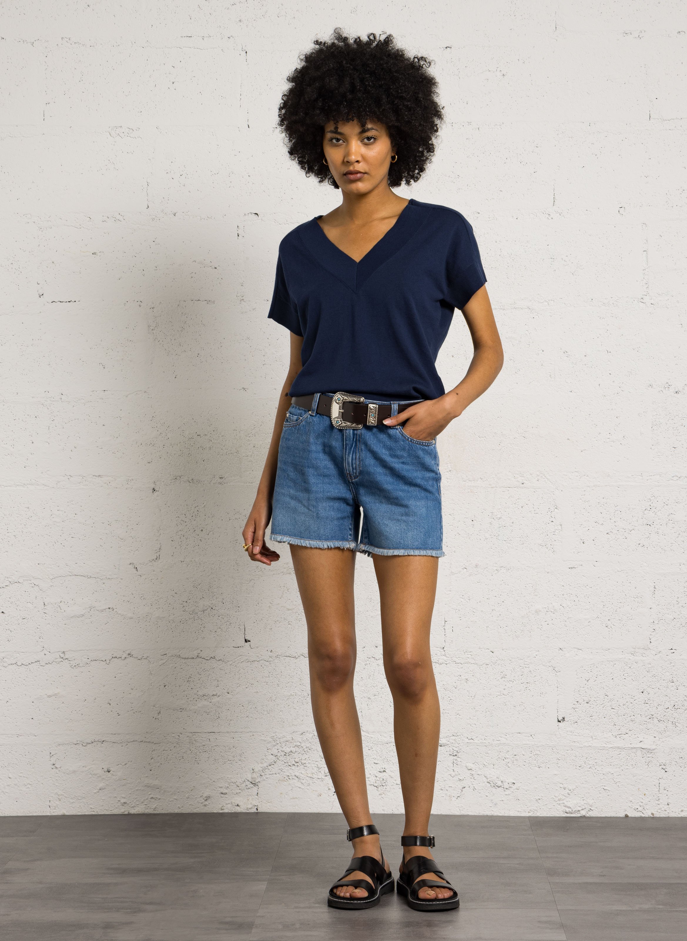 Short en denim MAISON 123 Bleu