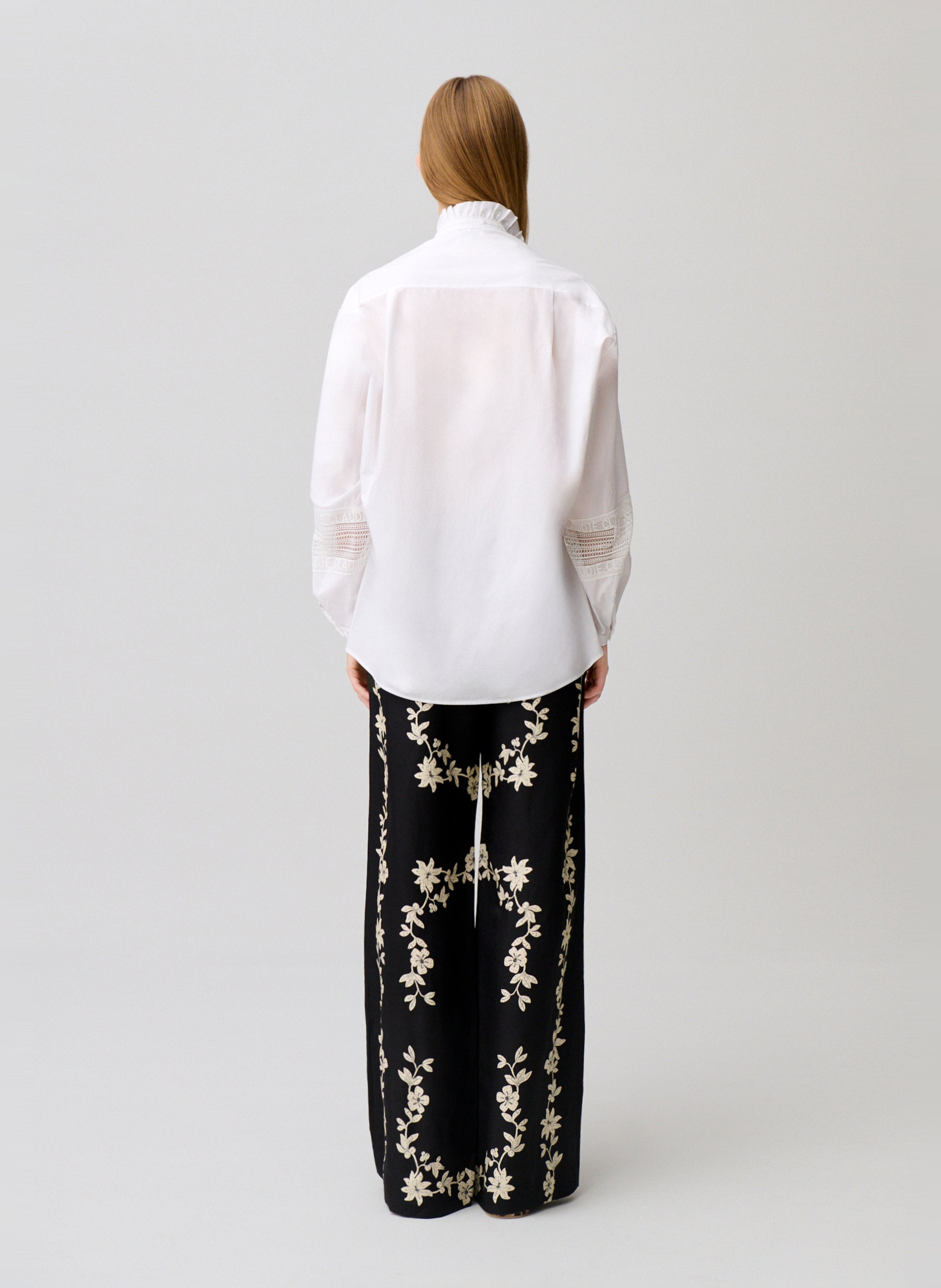 Chemise à col volanté en coton CLAUDIE PIERLOT Blanc
