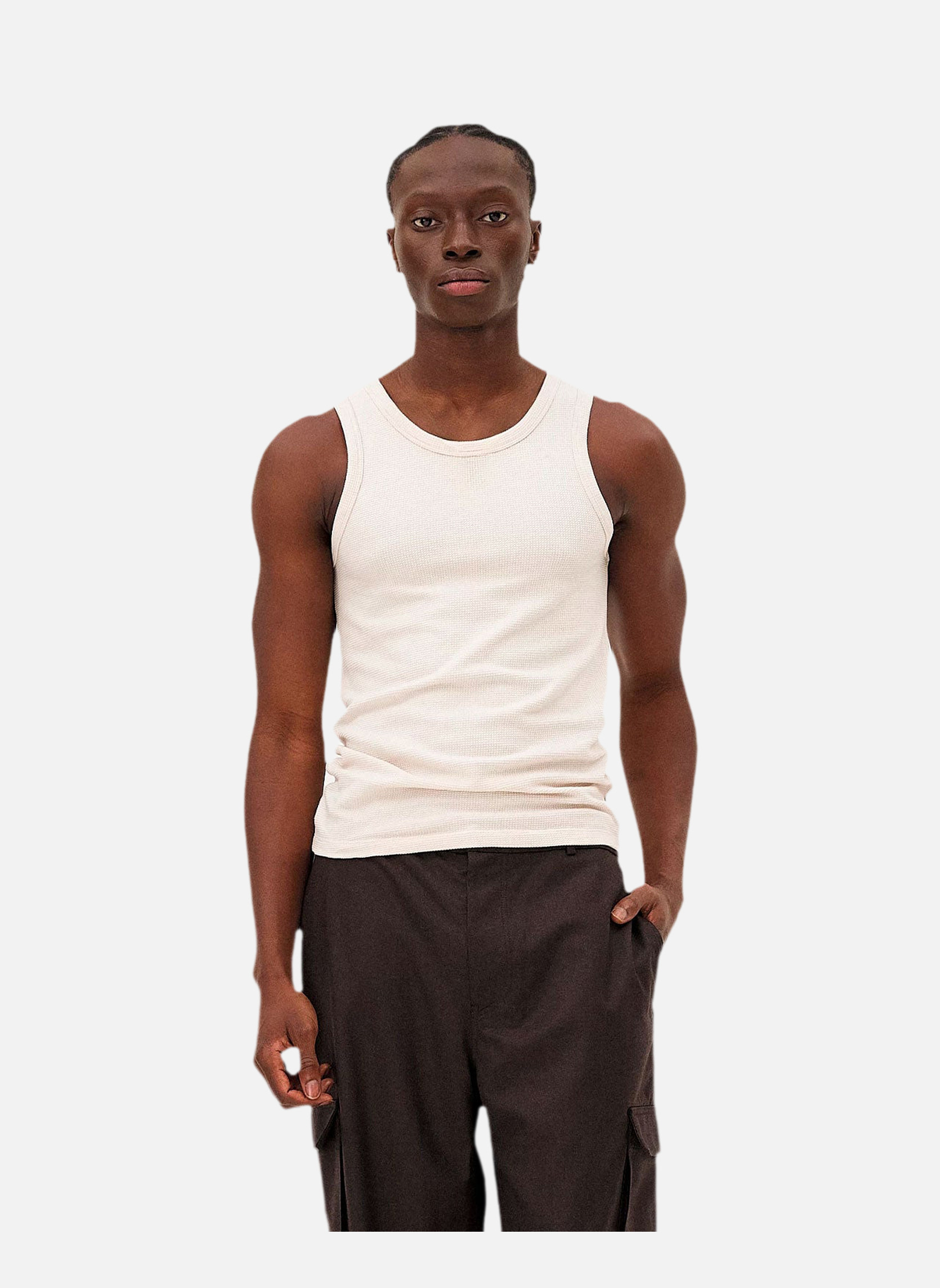 Fitted tank top Leo ecru Noyoco Red