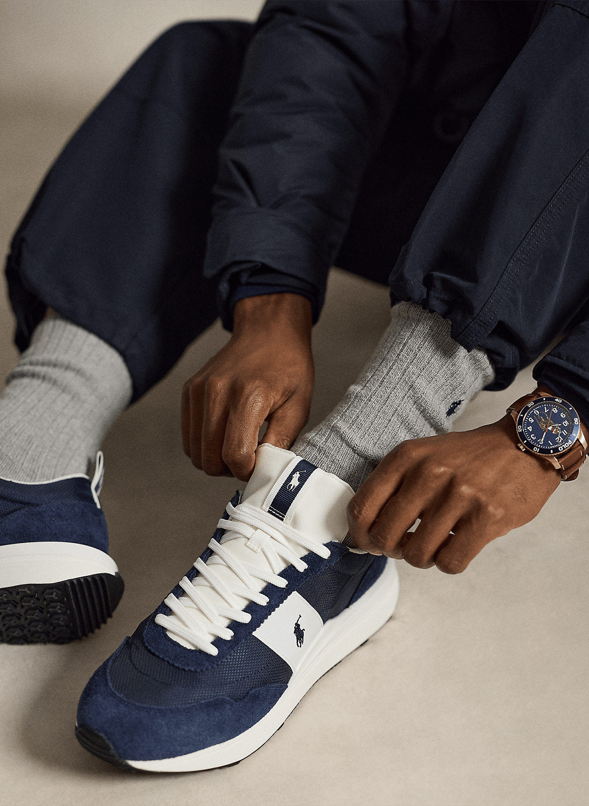 Baskets basses bi-matière POLO RALPH LAUREN Bleu