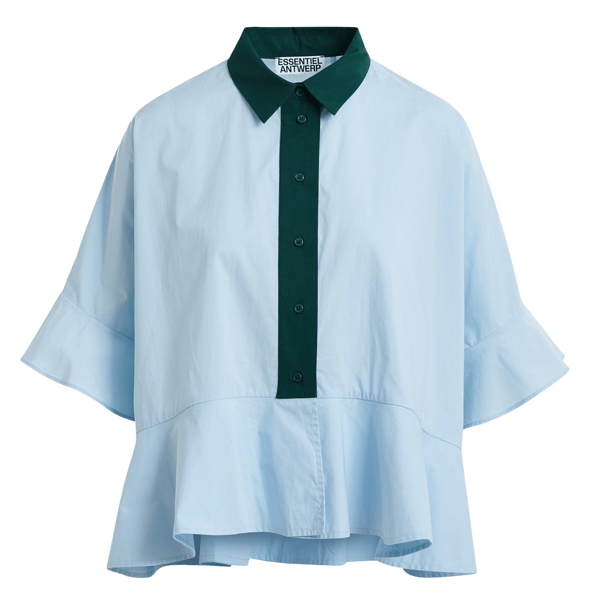 Oversize-Bluse aus Baumwolle mit klassischem Kragen ESSENTIEL ANTWERP Blau