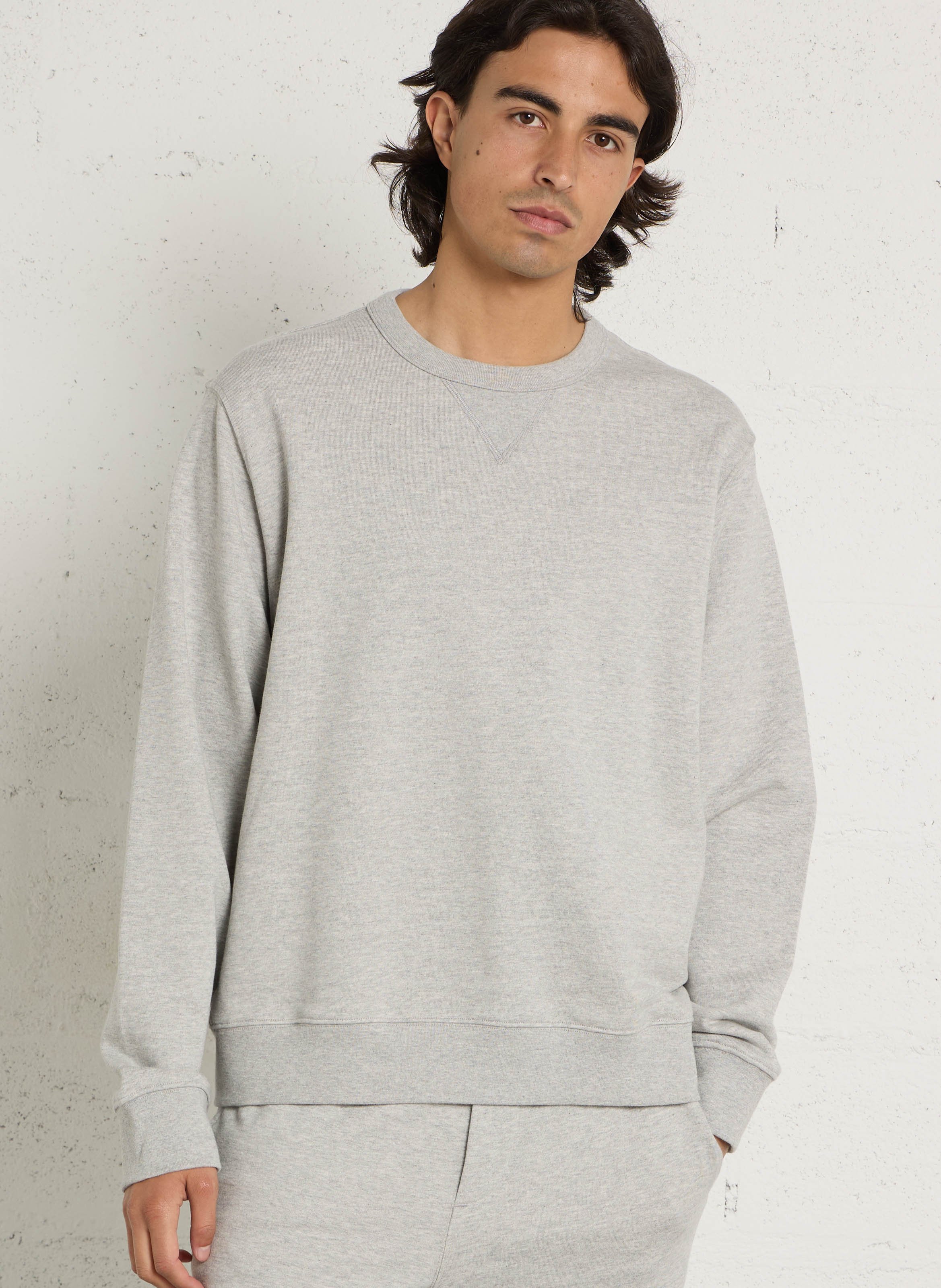 Sweat col rond en coton AU PRINTEMPS PARIS Gris