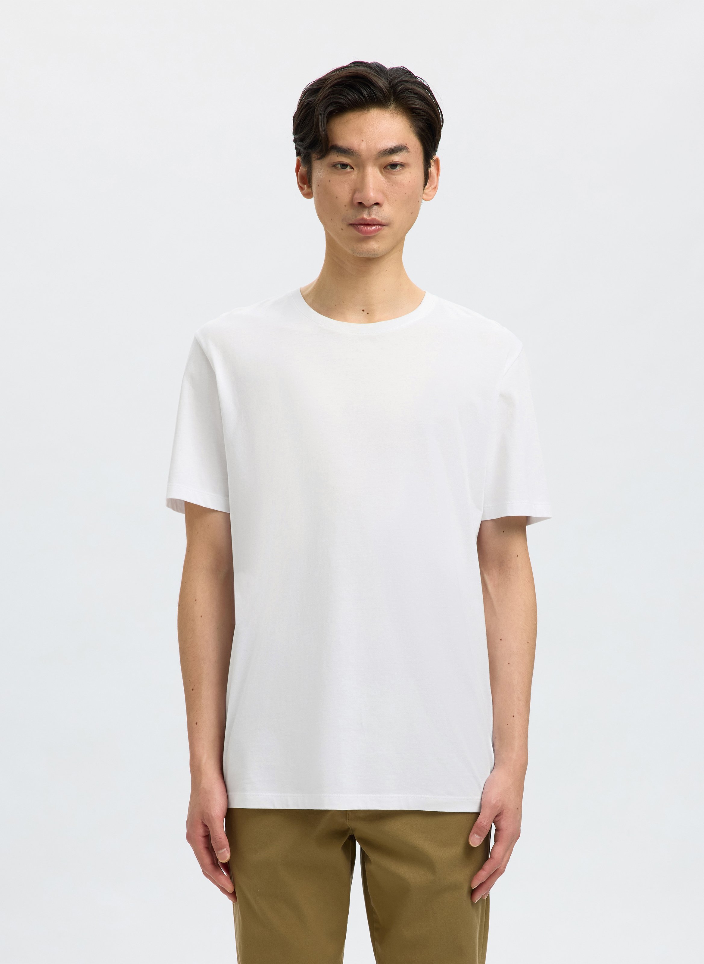Tee-shirt droit col rond en coton SELECTED