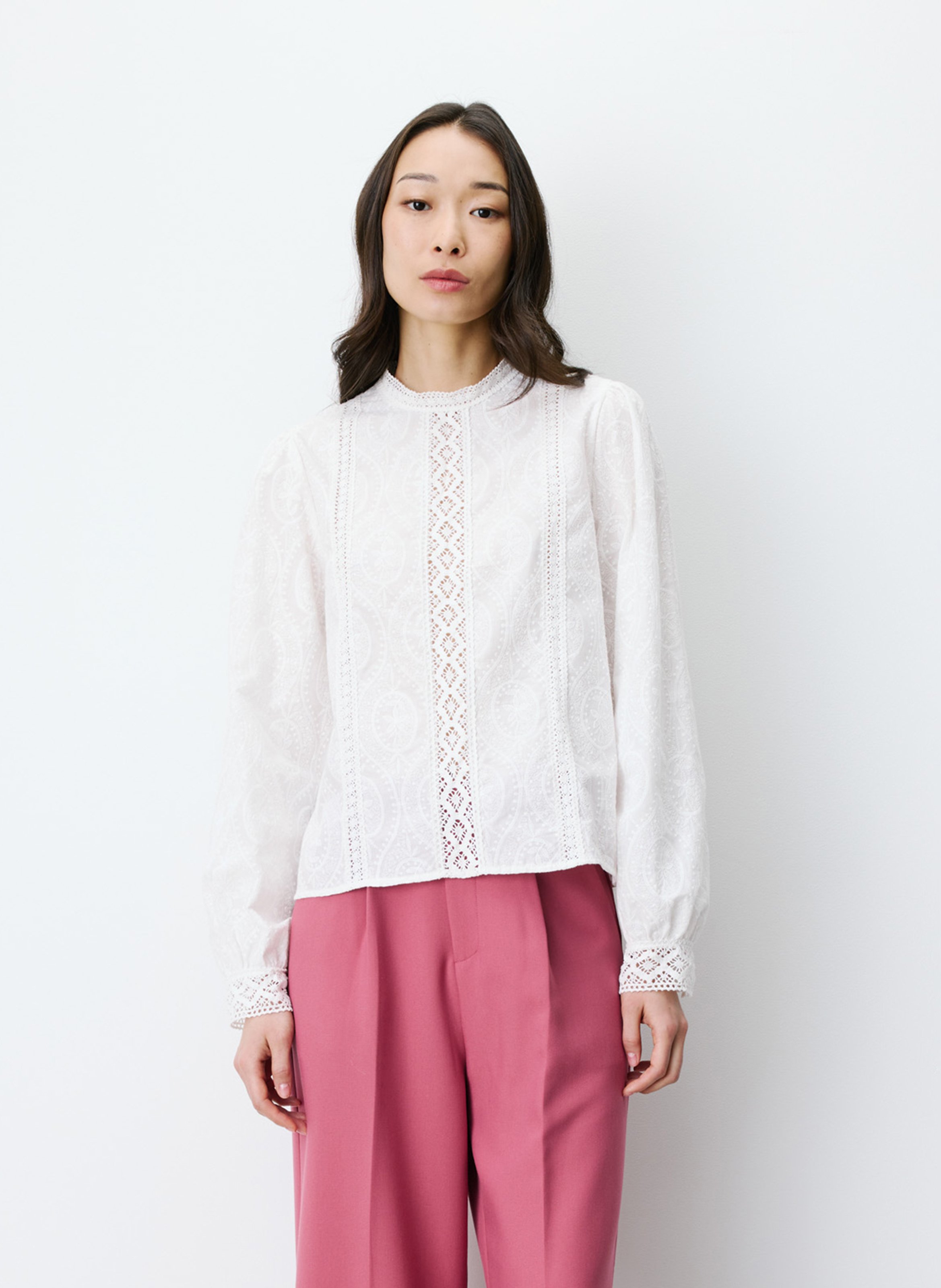 Blouse droite en coton GRACE ET MILA Blanc