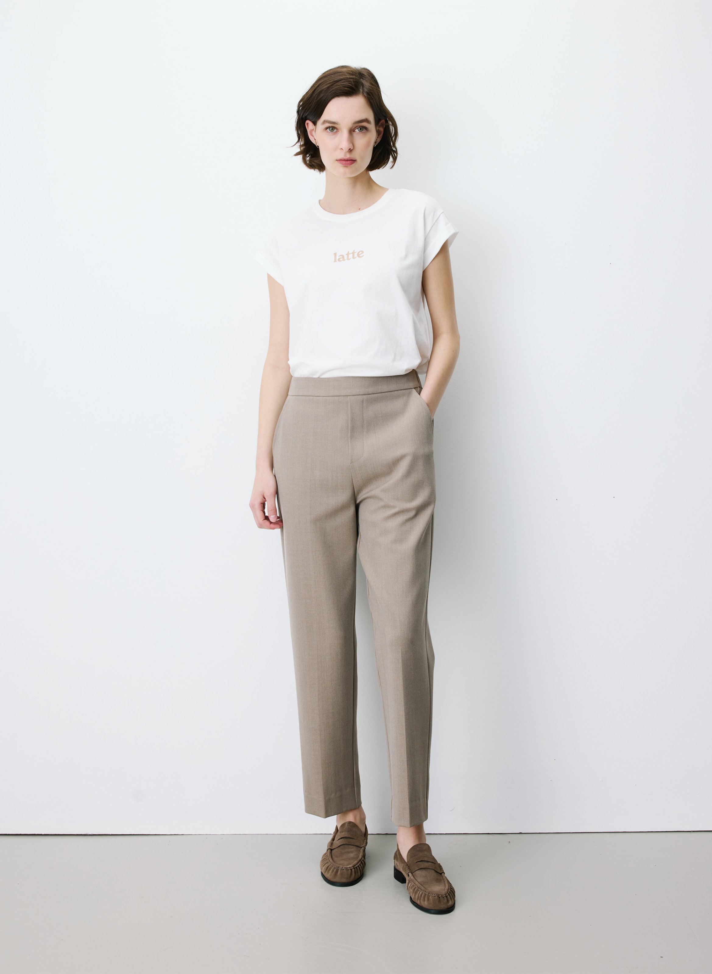 Tailored 7/8 length trousers GRACE ET MILA Beige
