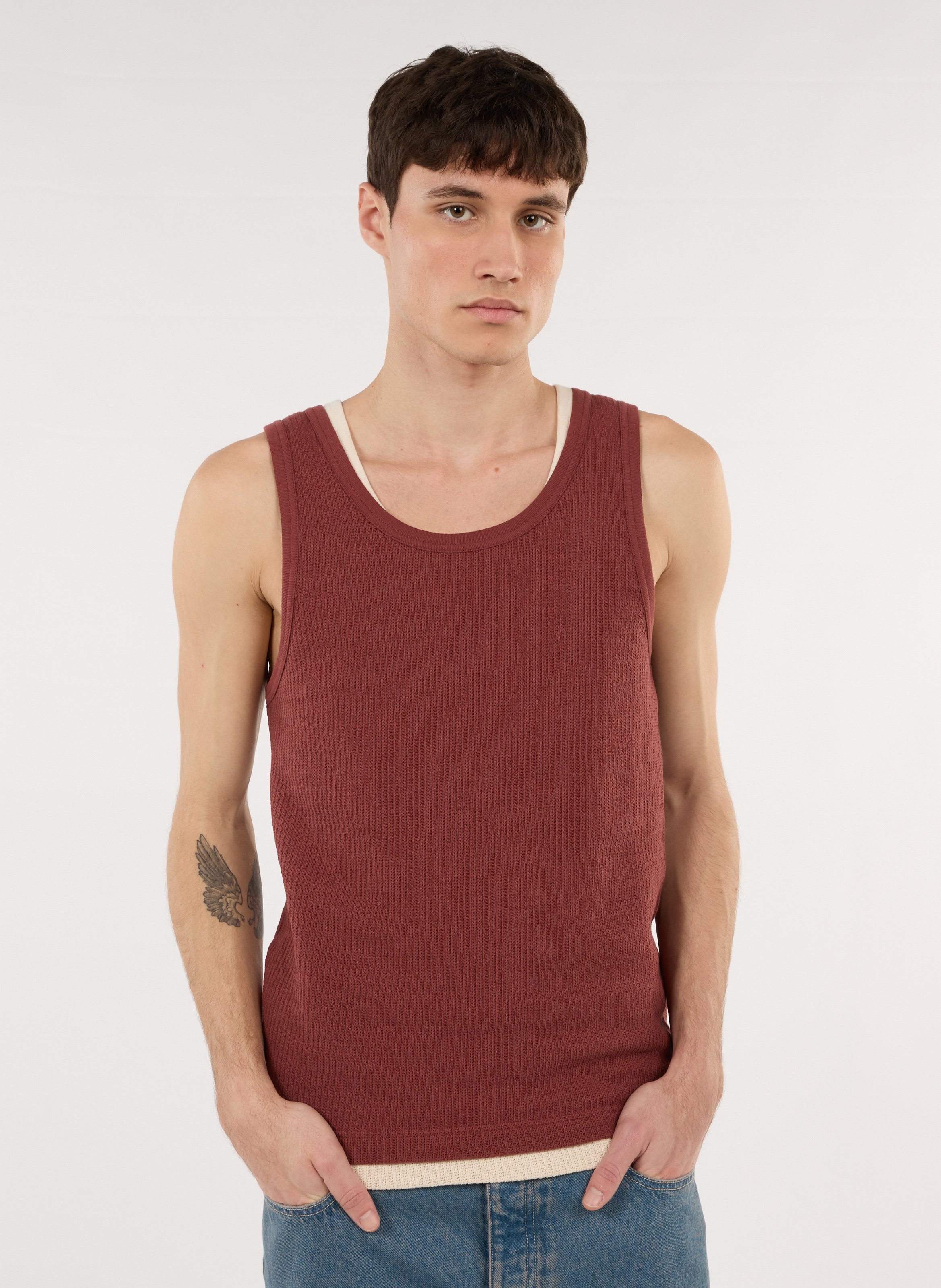 Gerade geschnittenes Rundhals-Tanktop aus Baumwolle SAISON 1865 Braun