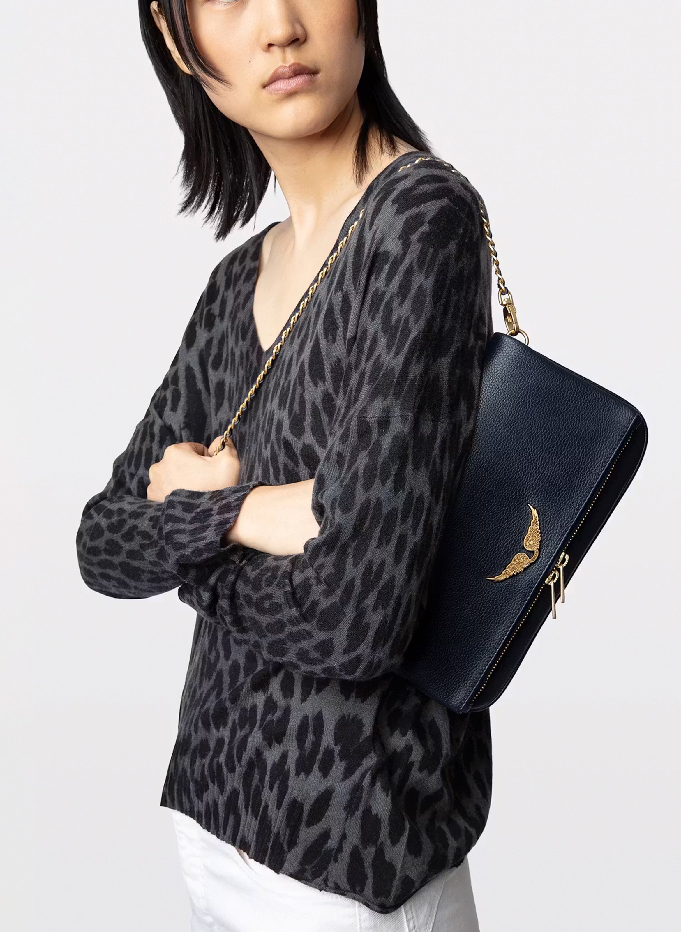 Leather clutch bag ZADIG&VOLTAIRE Blue