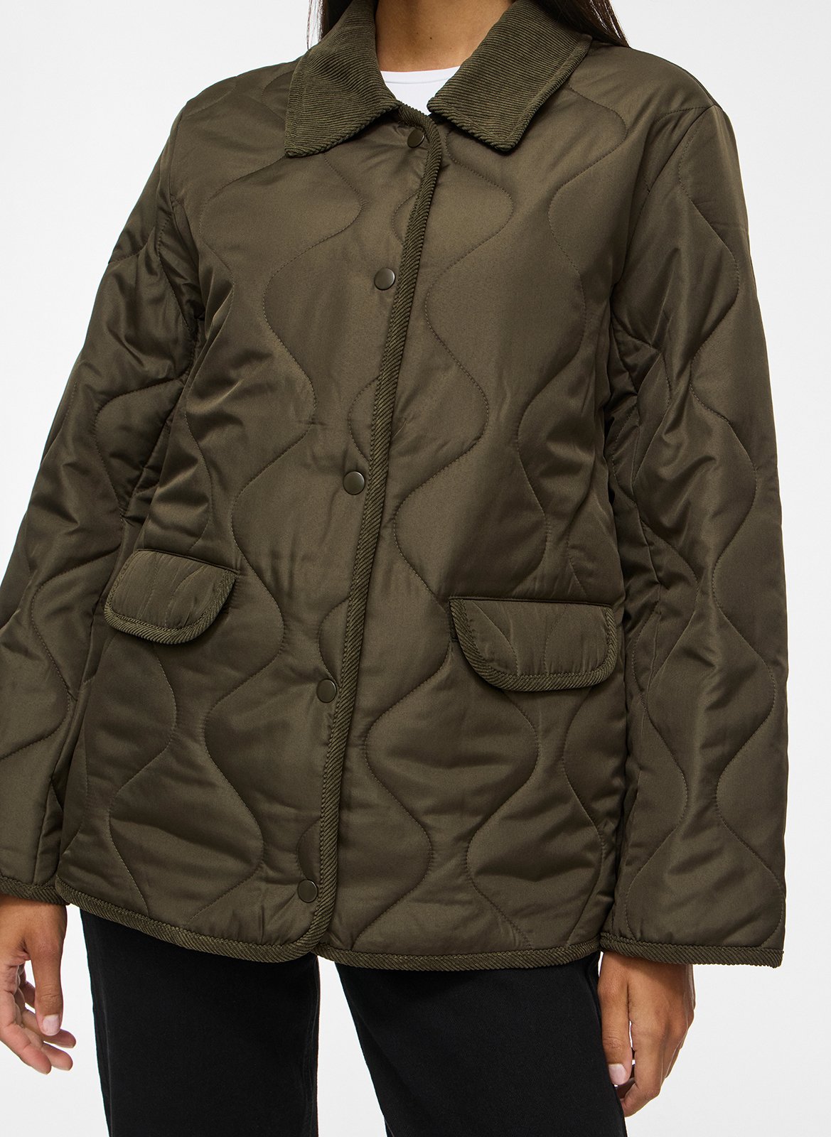 Quilted solid straight jacket VILA Khaki