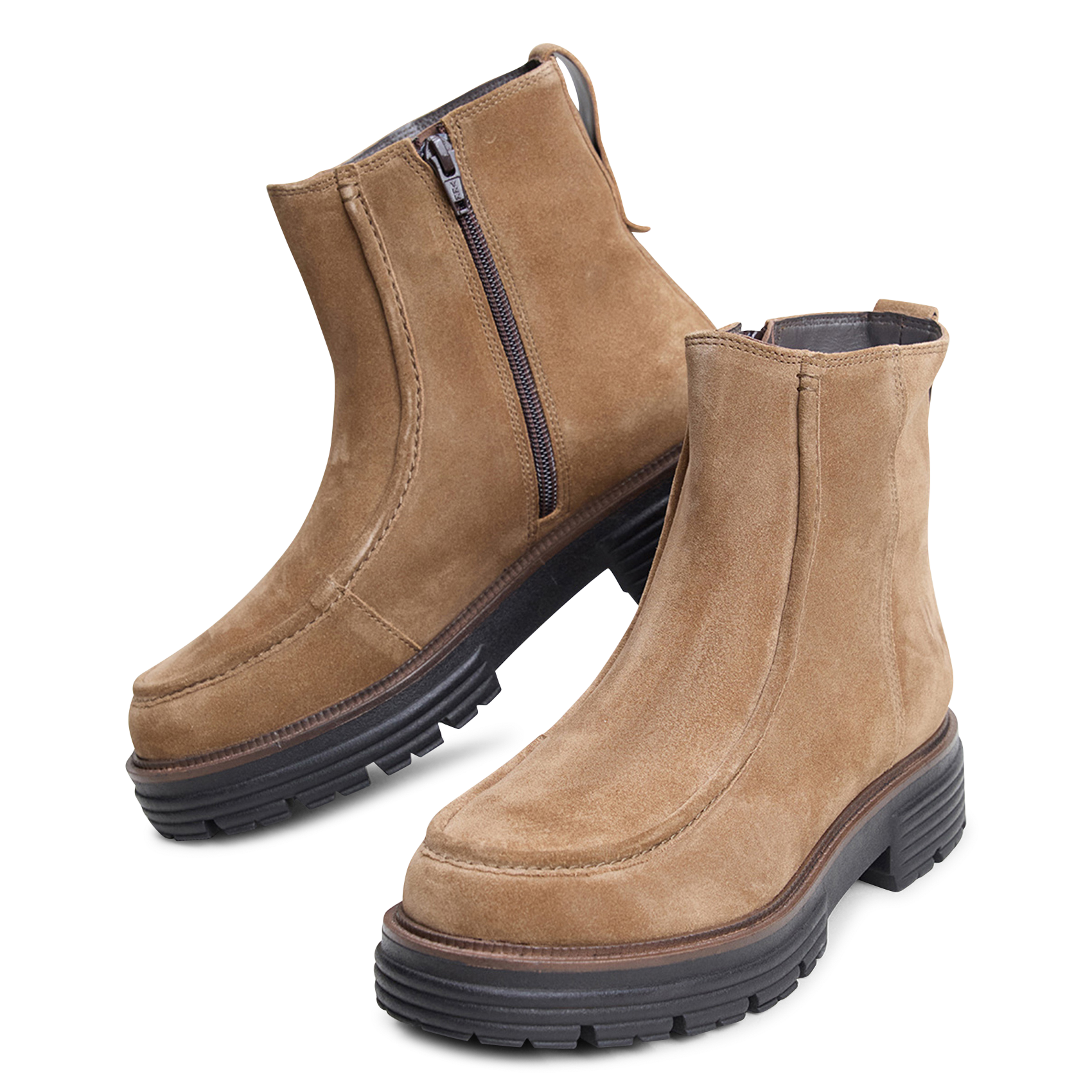 Ronde suède enkellaarsjes JONAK Beige