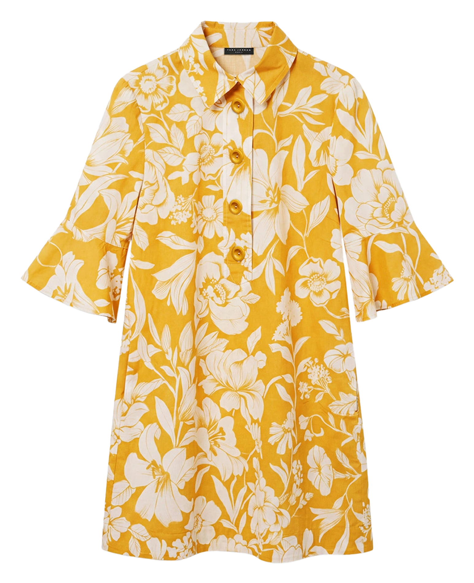 Short printed cotton dress TARA JARMON Yellow