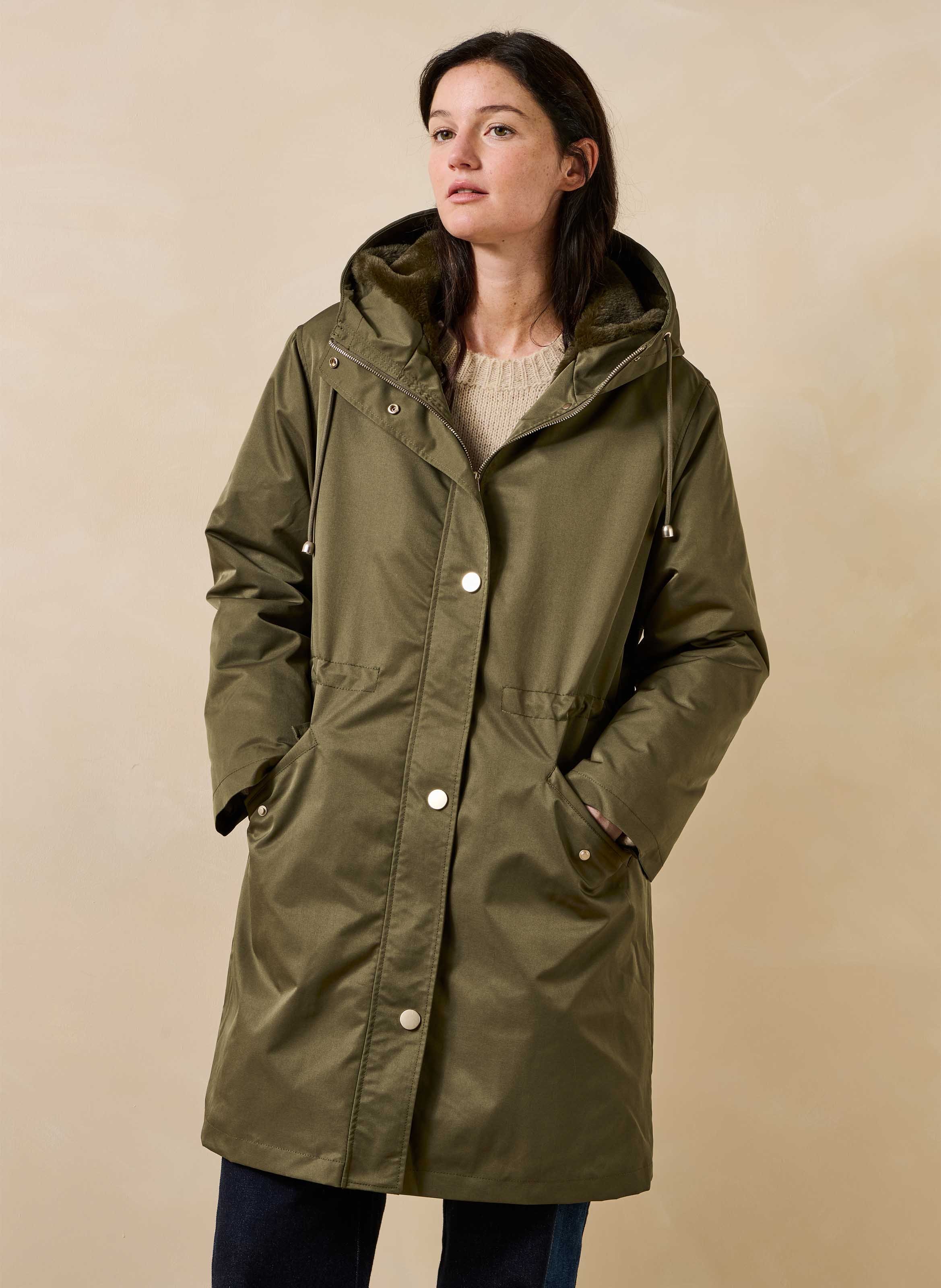 Lange parka met capuchon LA FEE MARABOUTEE Groen