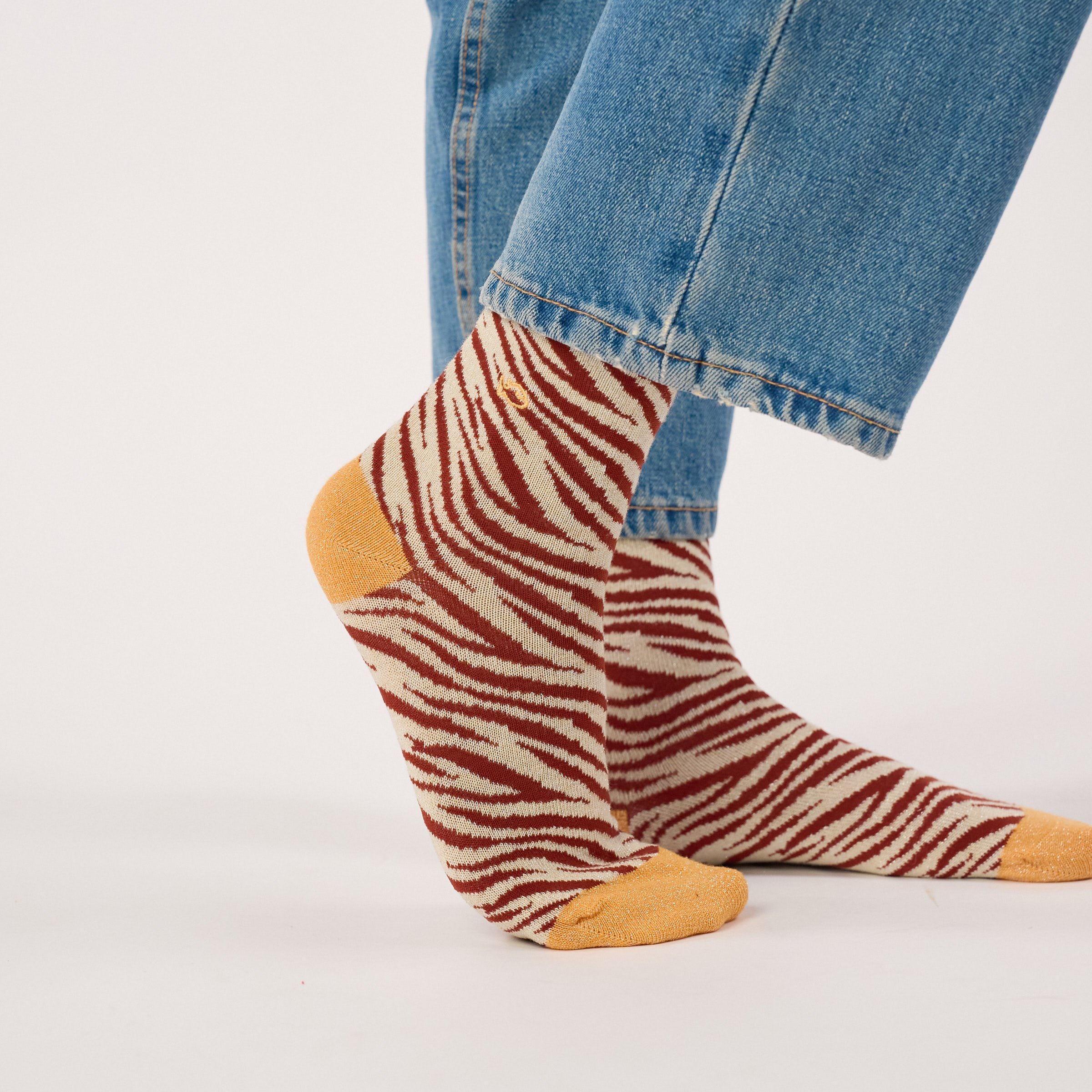 Combed Cotton Zebra Socks BILLYBELT Brown