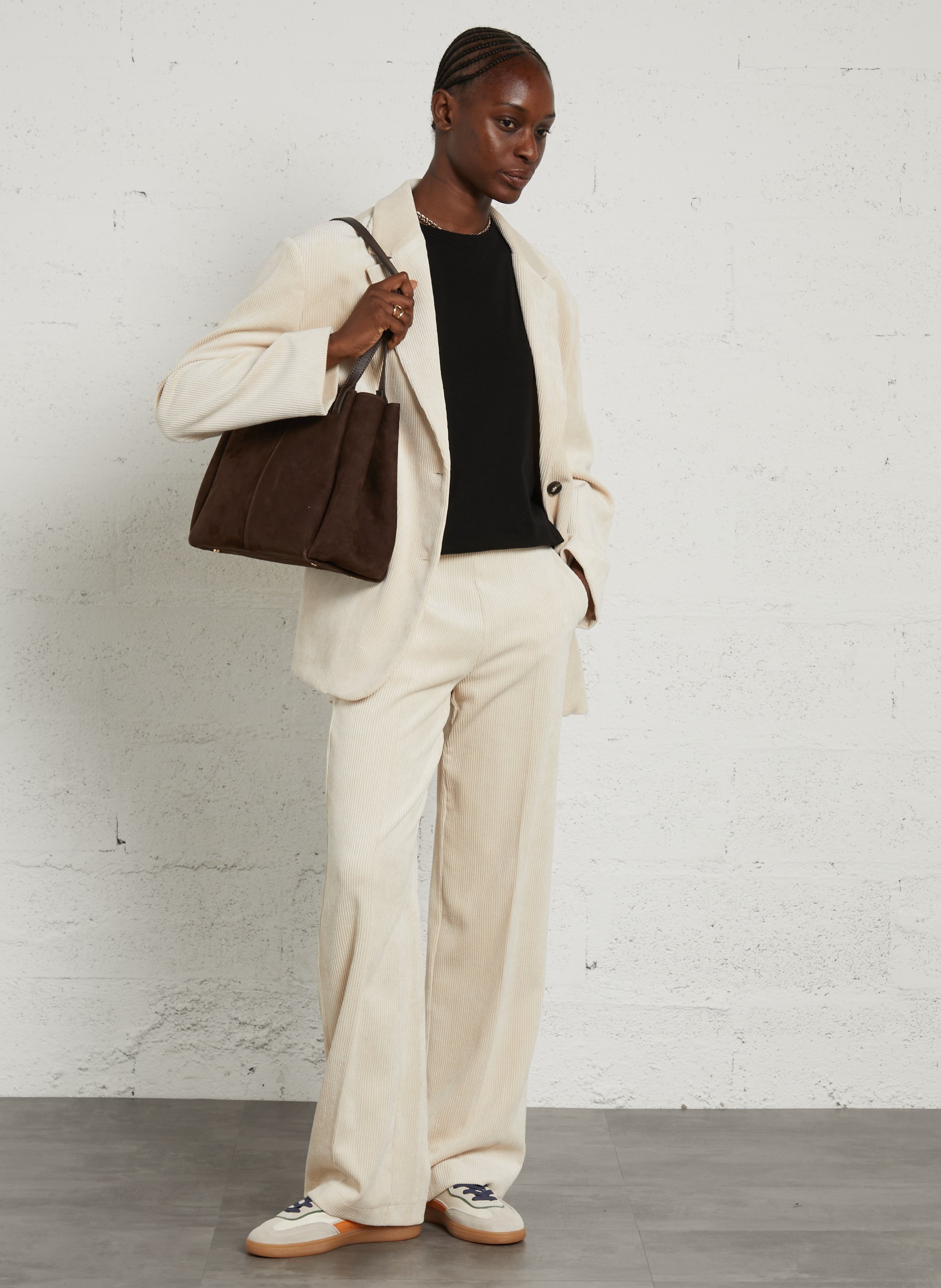Veste tailleur oversize en velours côtelé IMPERIAL Blanc