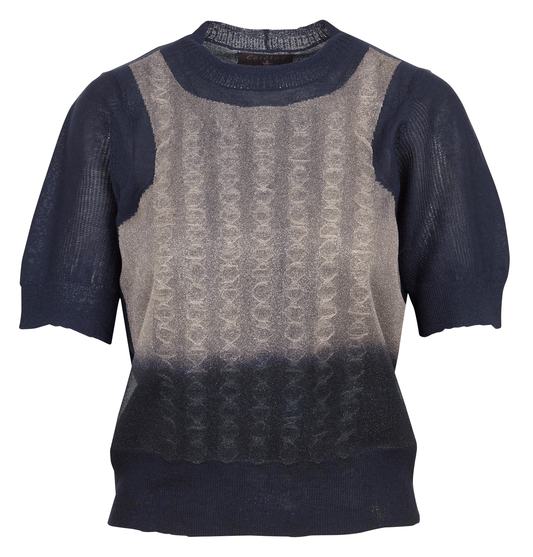 Rechte jacquard metallic pullover met ronde hals COTELAC Blauw