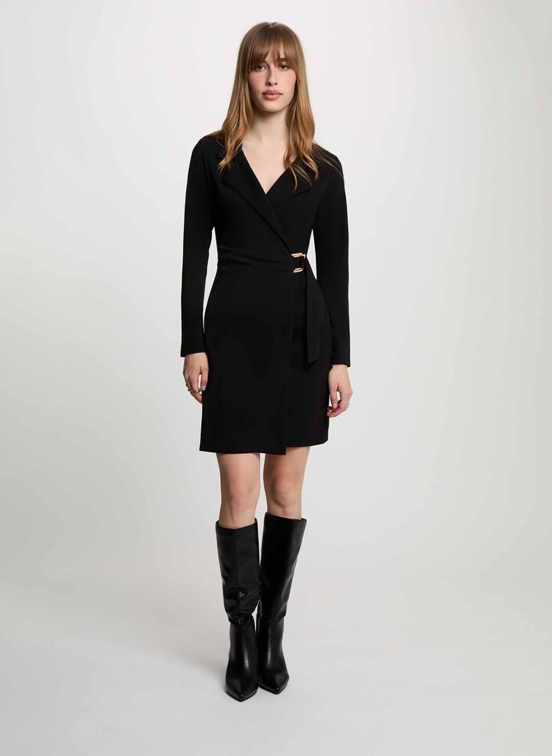 Fitted short wrap dress MORGAN Black