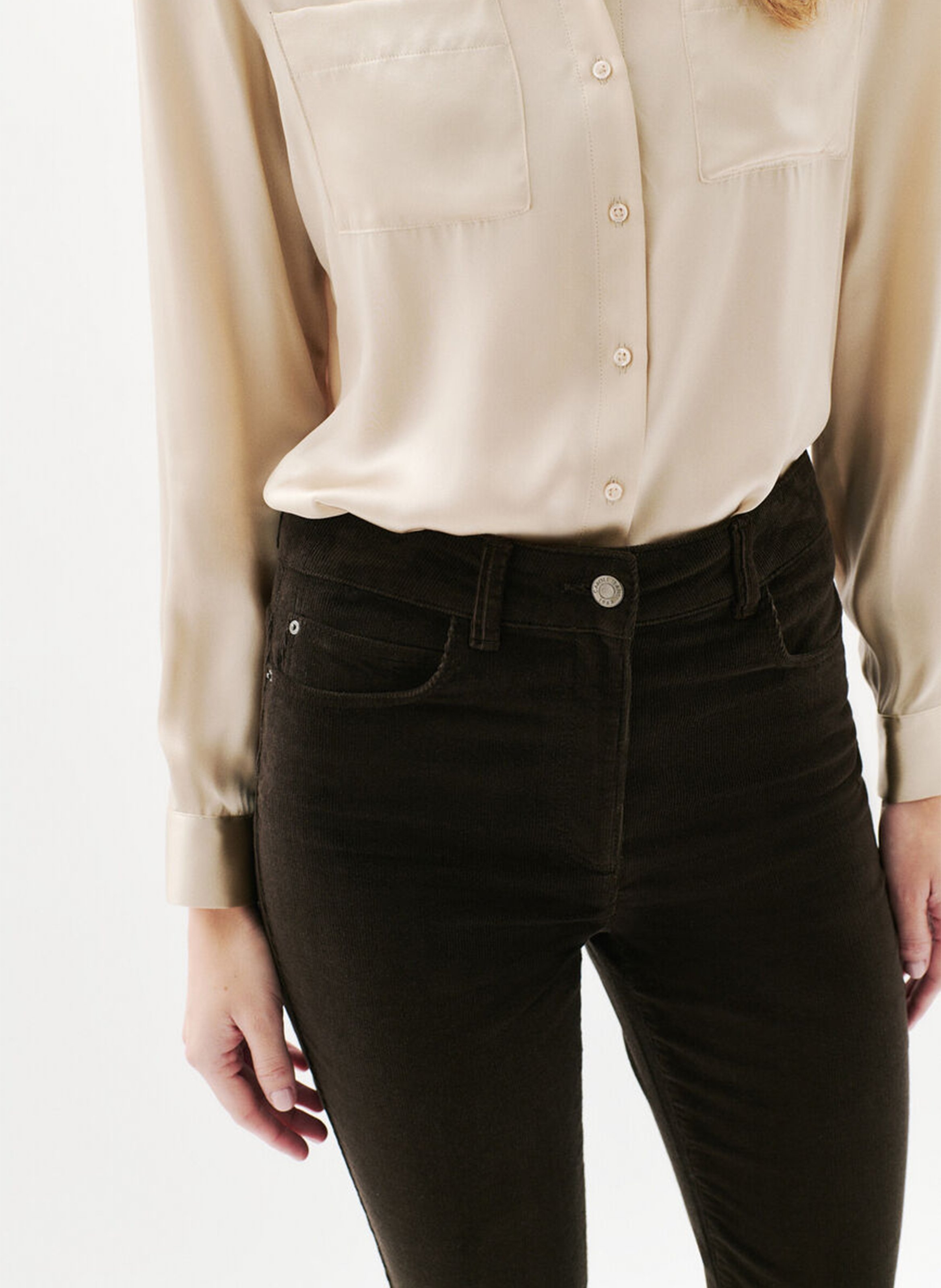 Straight-leg velvet pants | Brown CAROLL Women