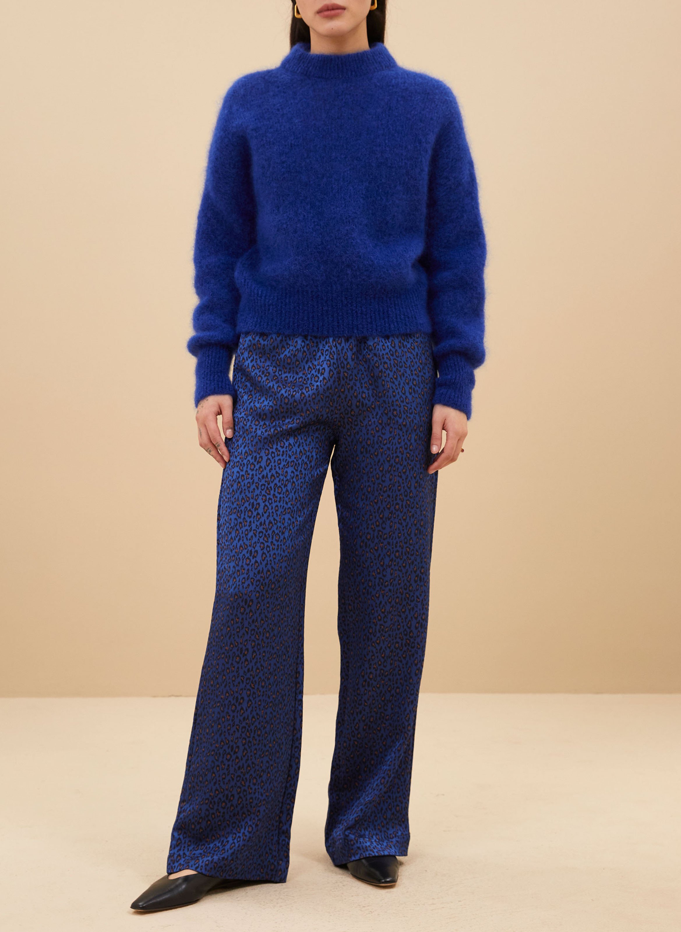 Leopard print straight pants BY BAR Blue