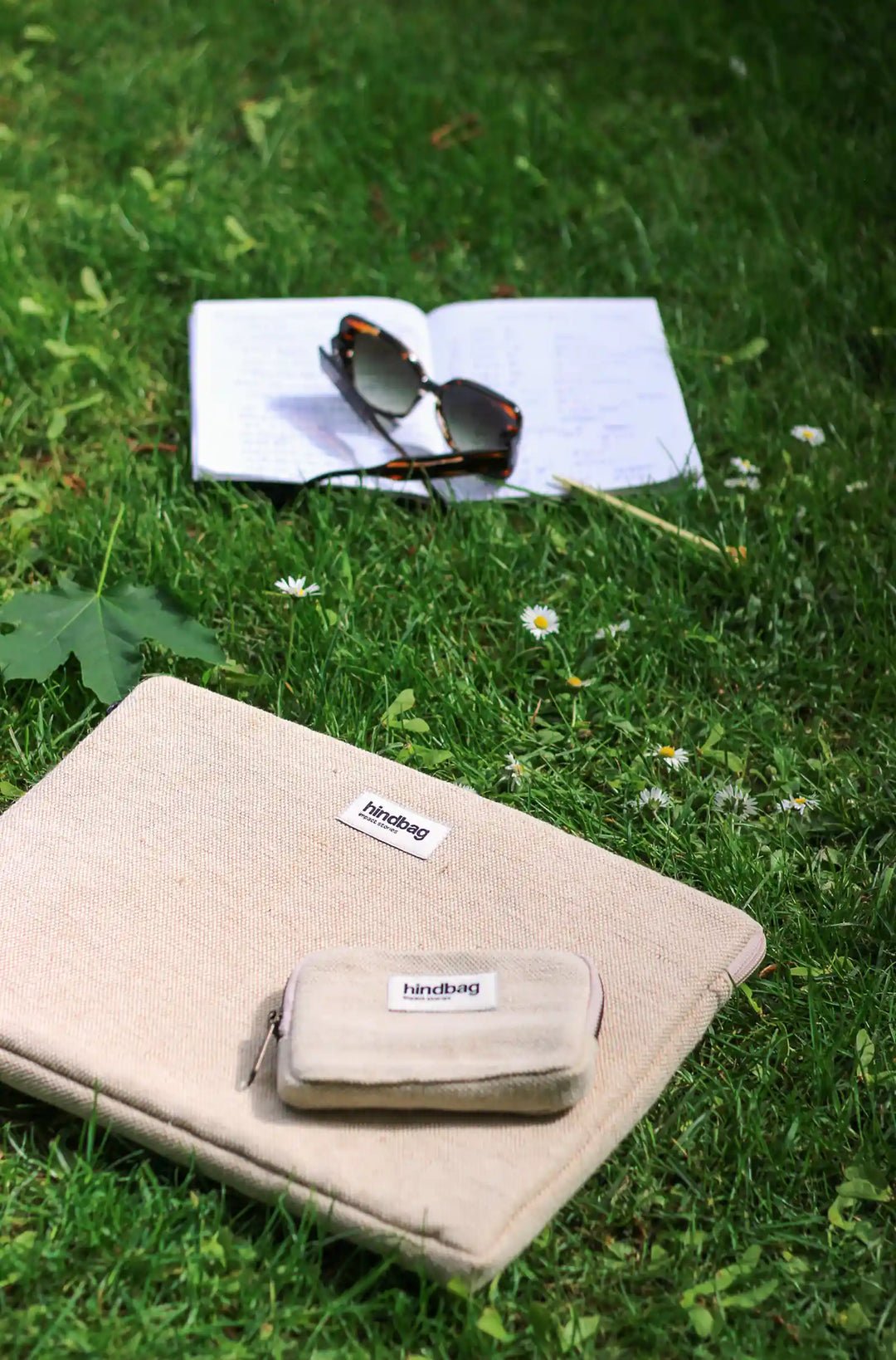 Cotton laptop sleeve with shock-absorbing foam HINDBAG Beige