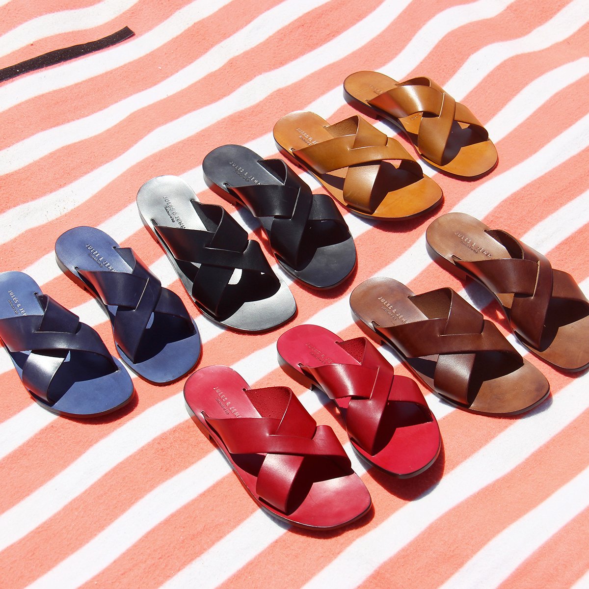 Flat leather mules JULES & JENN Blue