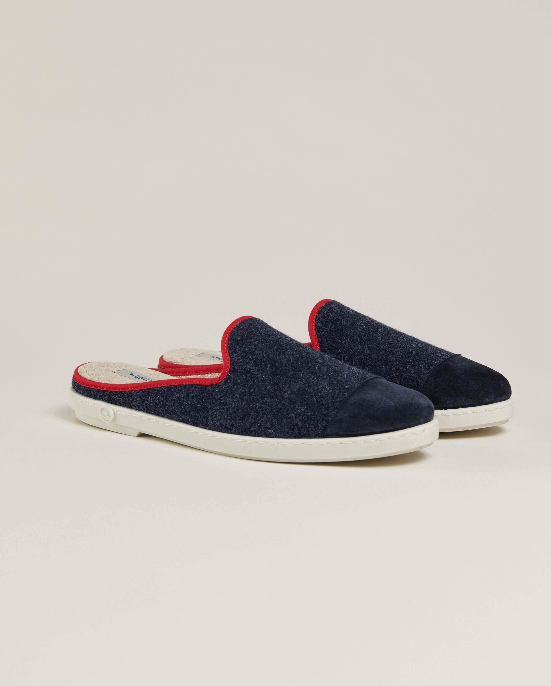 Mule homme laine, marine rouge ANGARDE Bleu