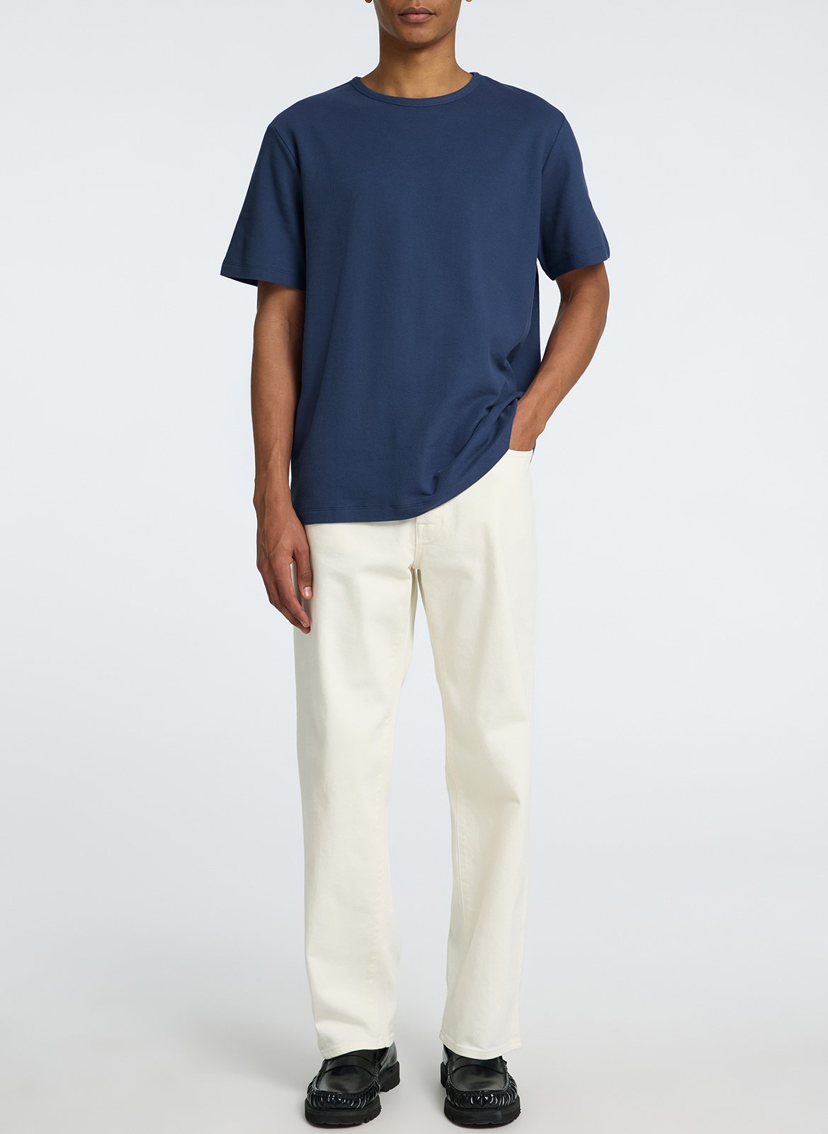 Tee-shirt col rond en coton bio Bleu