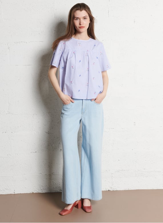 Gekleurde straight-fit jeans met 5 zakken | Blauw by LAB DIP Gekleurde straight-fit jeans met 5 zakken Blauw