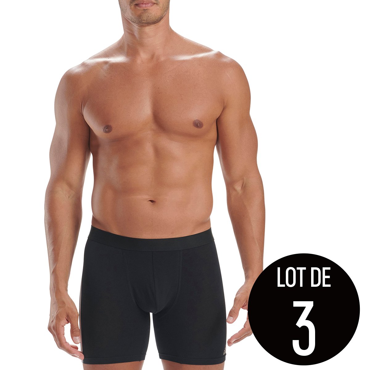 Active flex cotton 3-stripe boxer shorts, pack of 3 ADIDAS UNDERWEAR Black