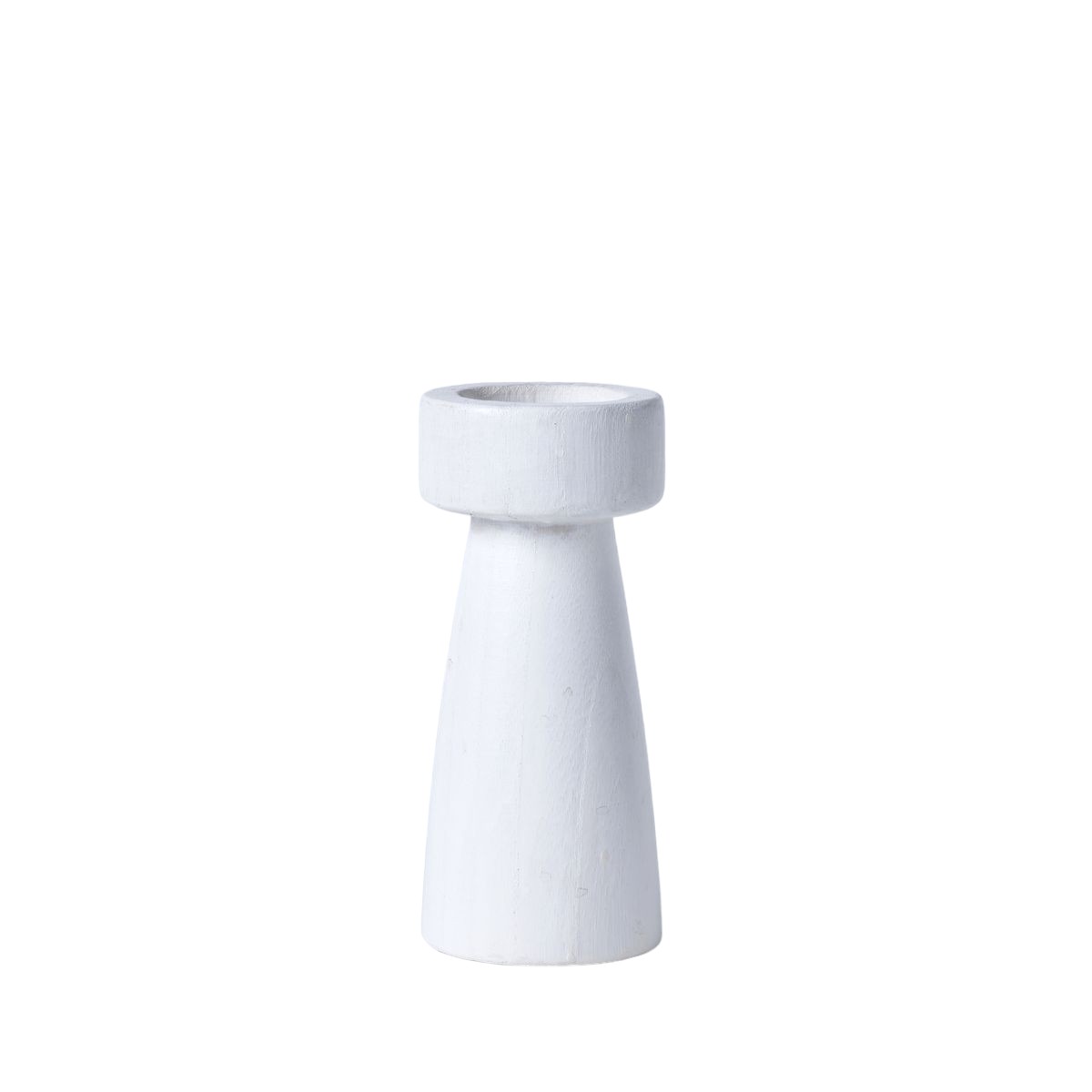 Conical wooden candle holder FACTORY White